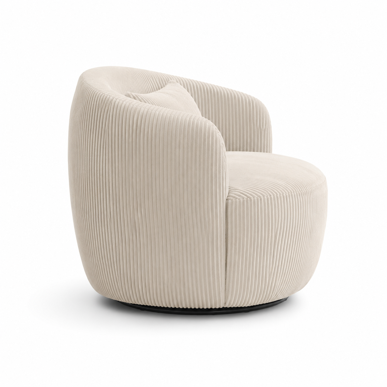 Smoky 34" Corduroy Swivel Barrel Accent Chair with Lumbar Pillow