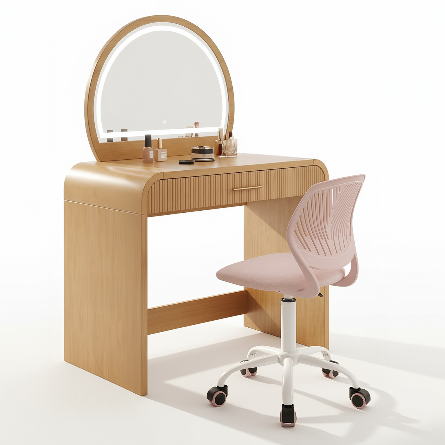 Homy Casa Solis 39" Makeup Vanity Table with Touch Lighted Mirror & Drawer