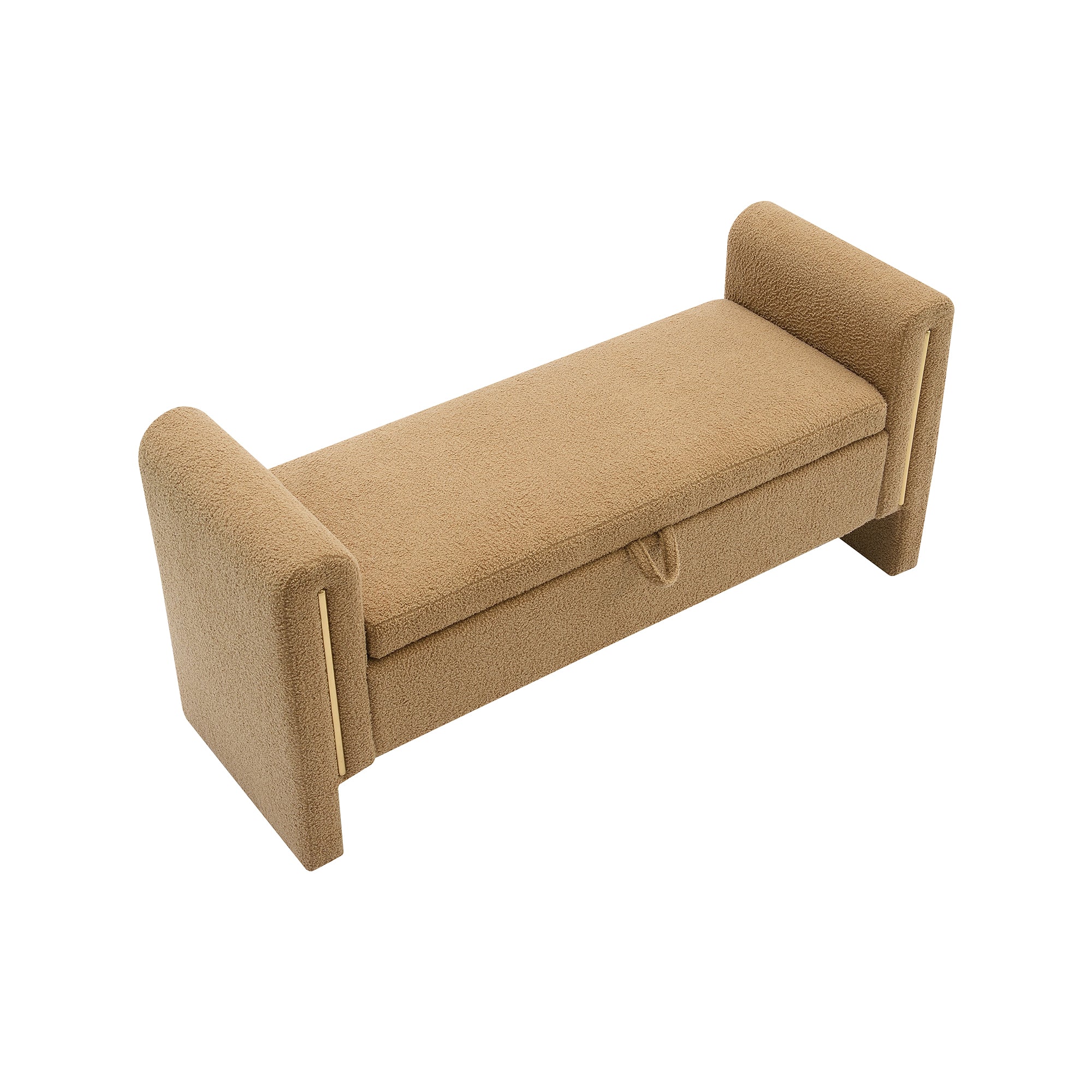 Solvik Teddy Upholstered Storage Ottoman Bench with Arms