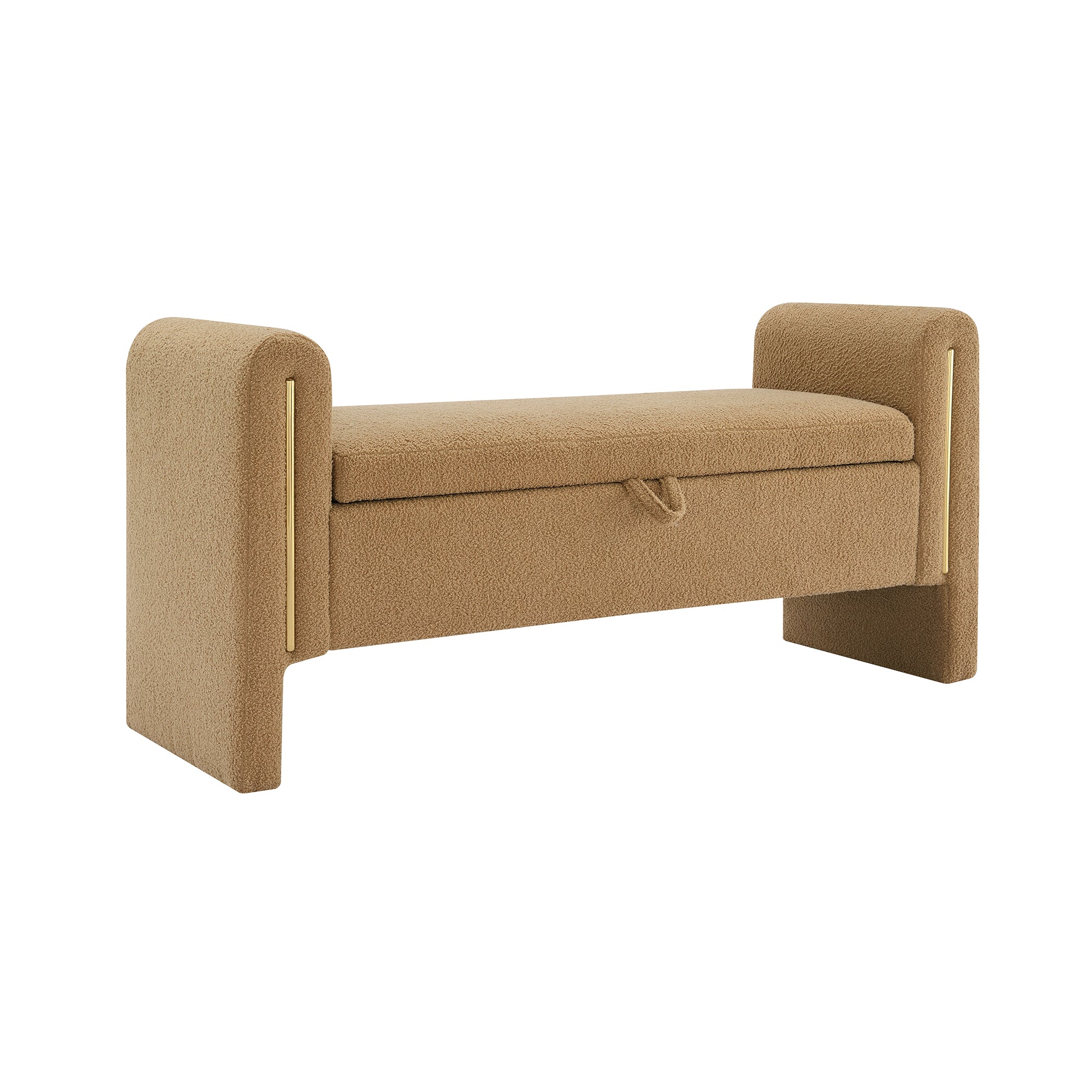 Solvik Teddy Upholstered Storage Ottoman Bench with Arms