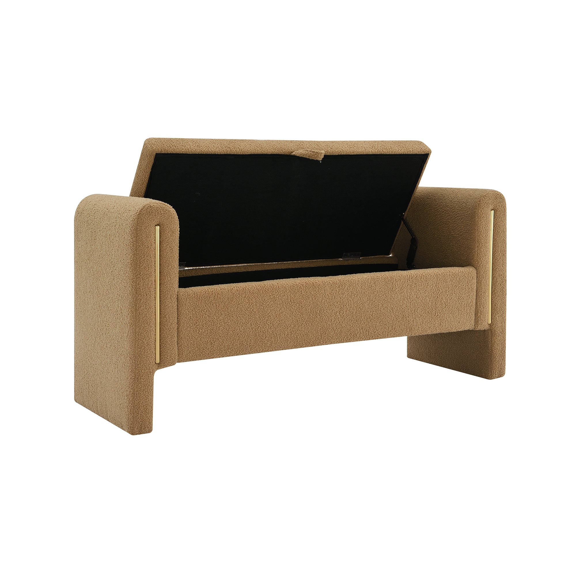 Solvik Teddy Upholstered Storage Ottoman Bench with Arms