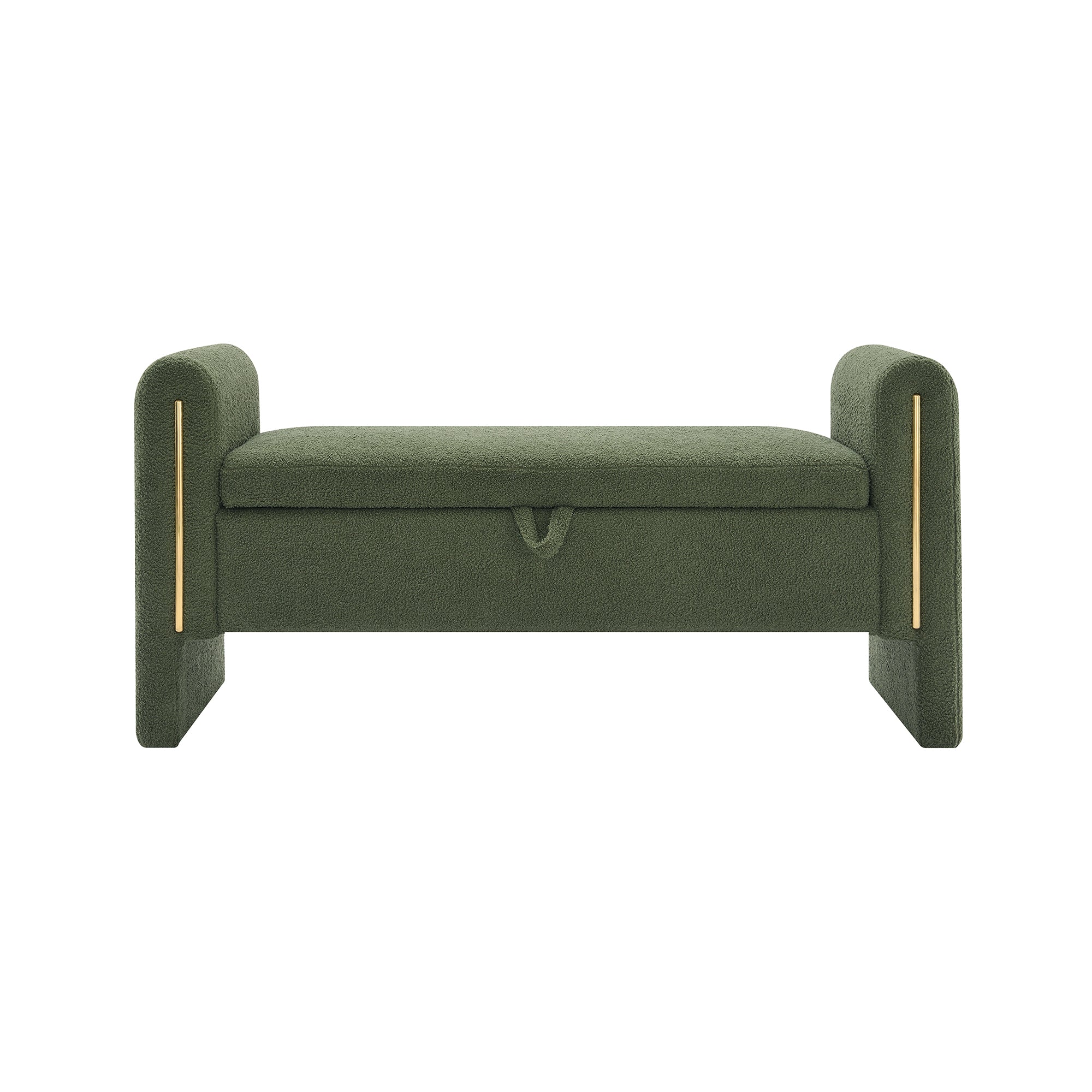 Solvik Teddy Upholstered Storage Ottoman Bench with Arms