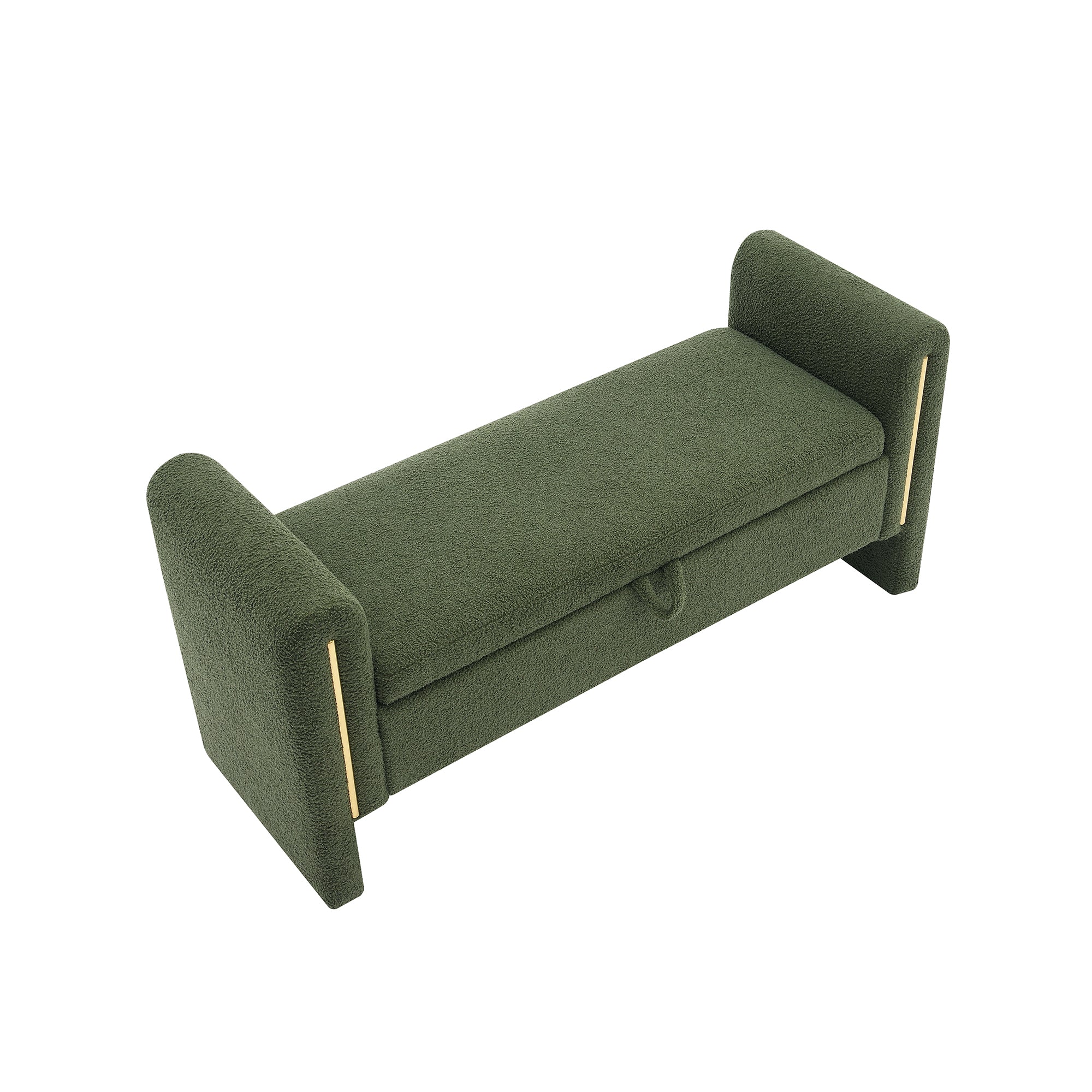Solvik Teddy Upholstered Storage Ottoman Bench with Arms