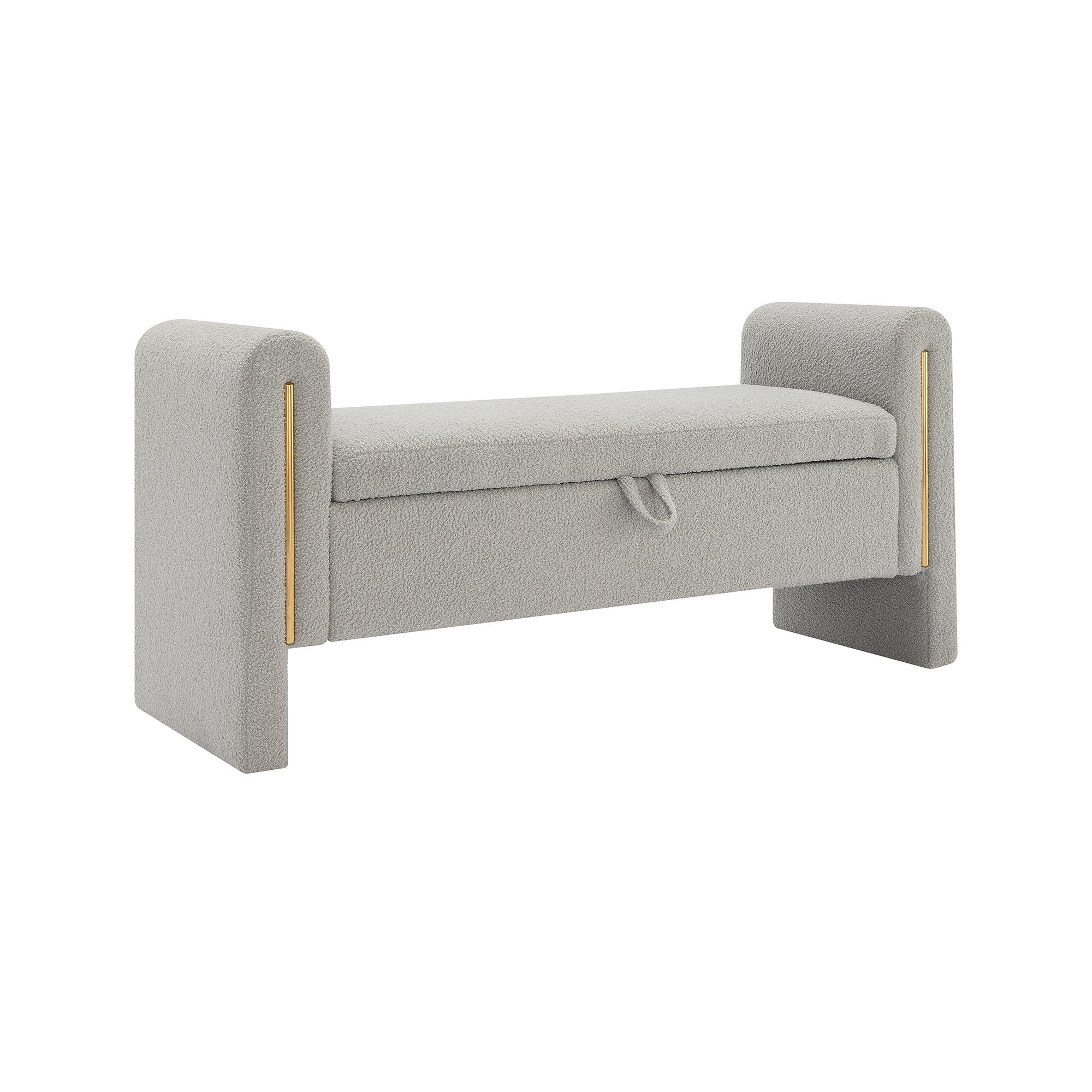 Solvik Teddy Upholstered Storage Ottoman Bench with Arms