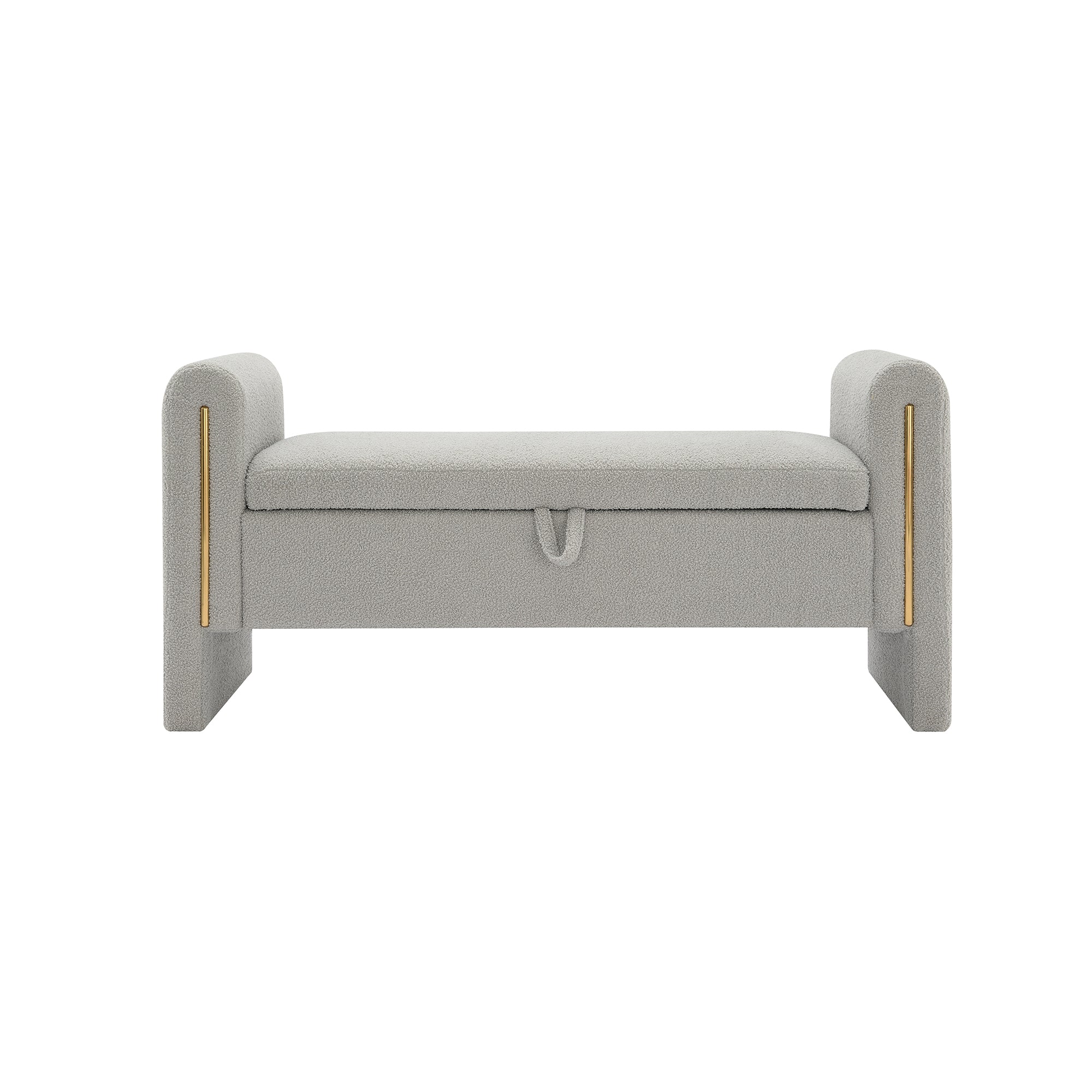 Solvik Teddy Upholstered Storage Ottoman Bench with Arms