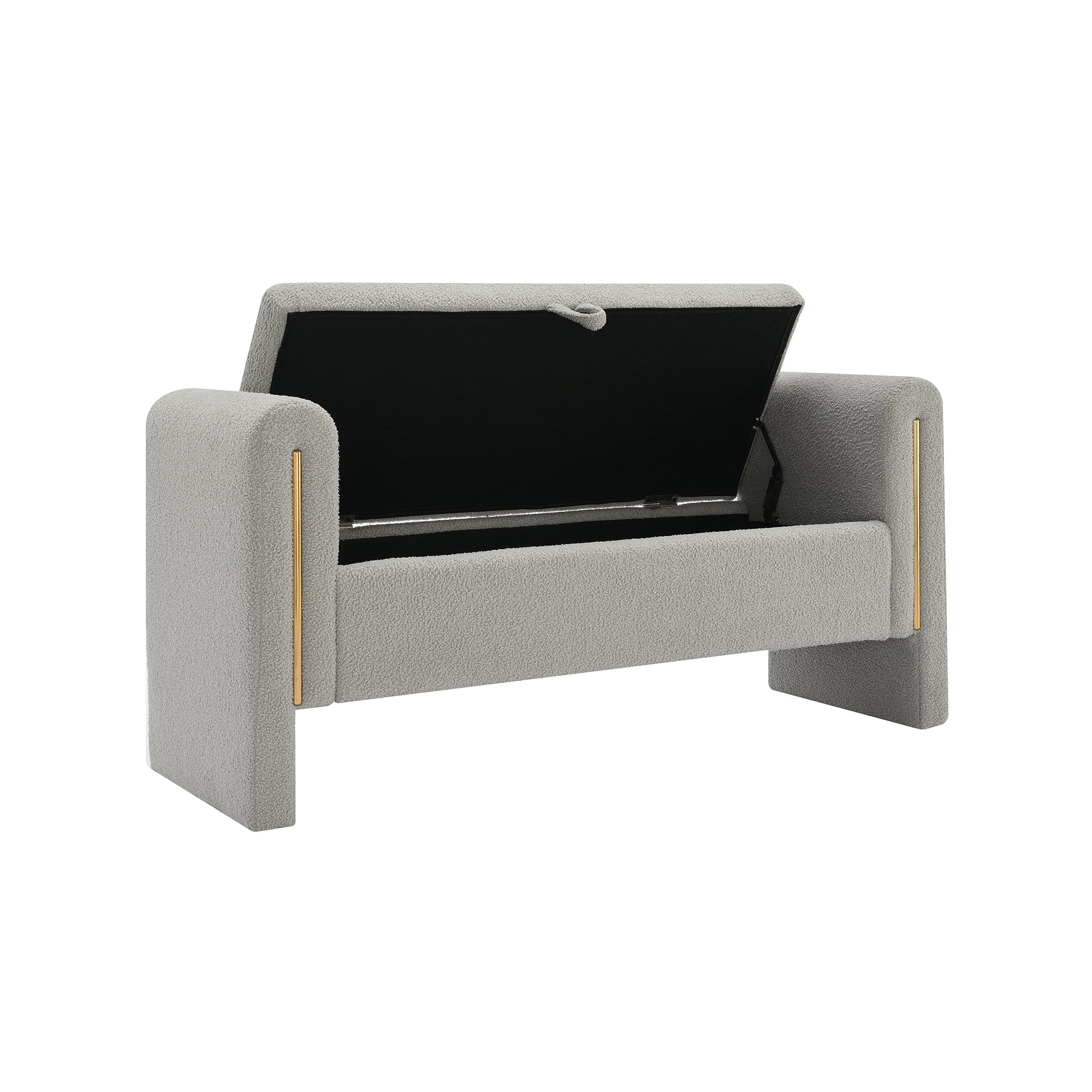 Solvik Teddy Upholstered Storage Ottoman Bench with Arms
