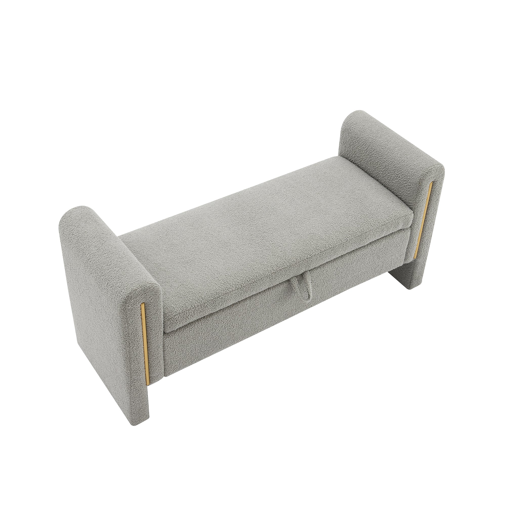 Solvik Teddy Upholstered Storage Ottoman Bench with Arms