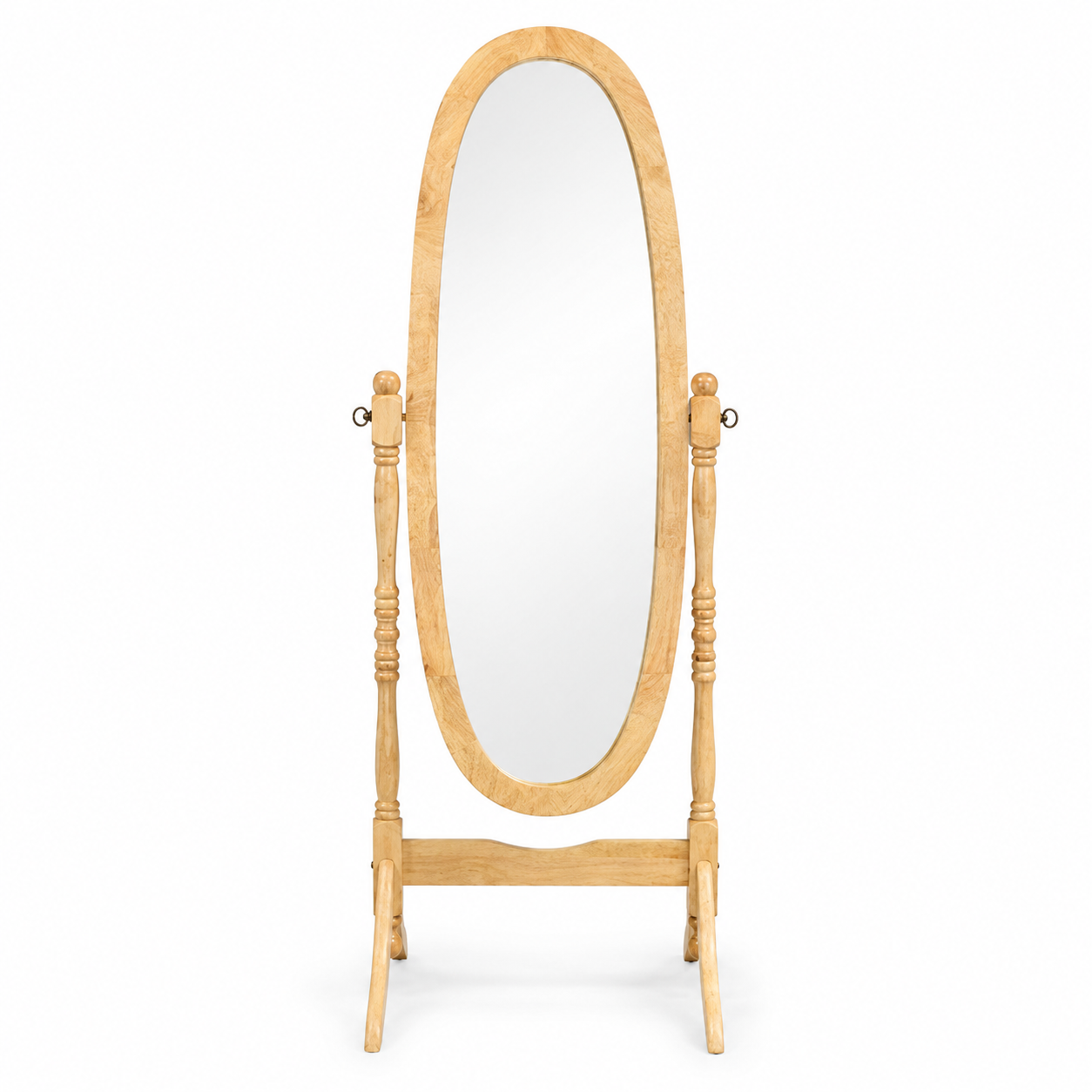 Sylvie 59" Solid Wood Cheval Mirror with Oval Tilting Frame