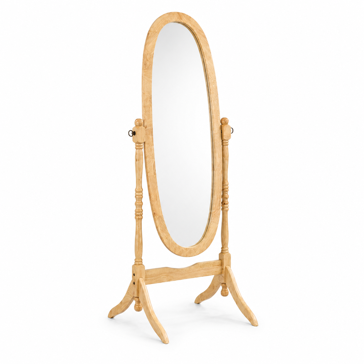 Sylvie 59" Solid Wood Cheval Mirror with Oval Tilting Frame