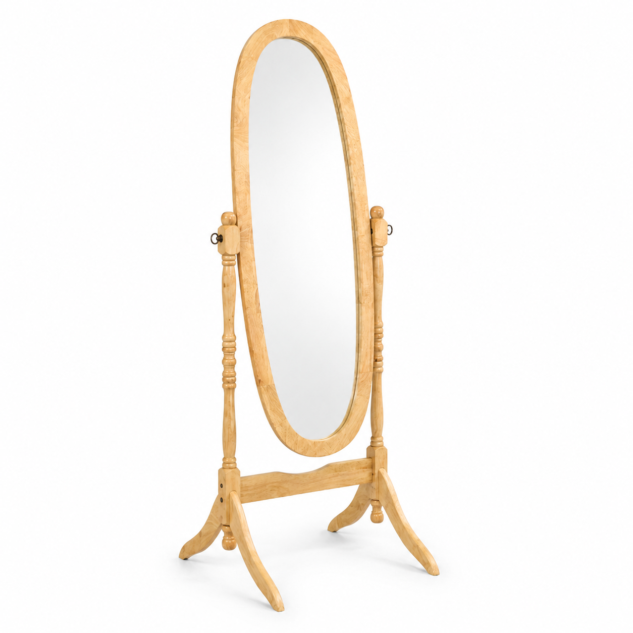 Sylvie 59" Solid Wood Cheval Mirror with Oval Tilting Frame