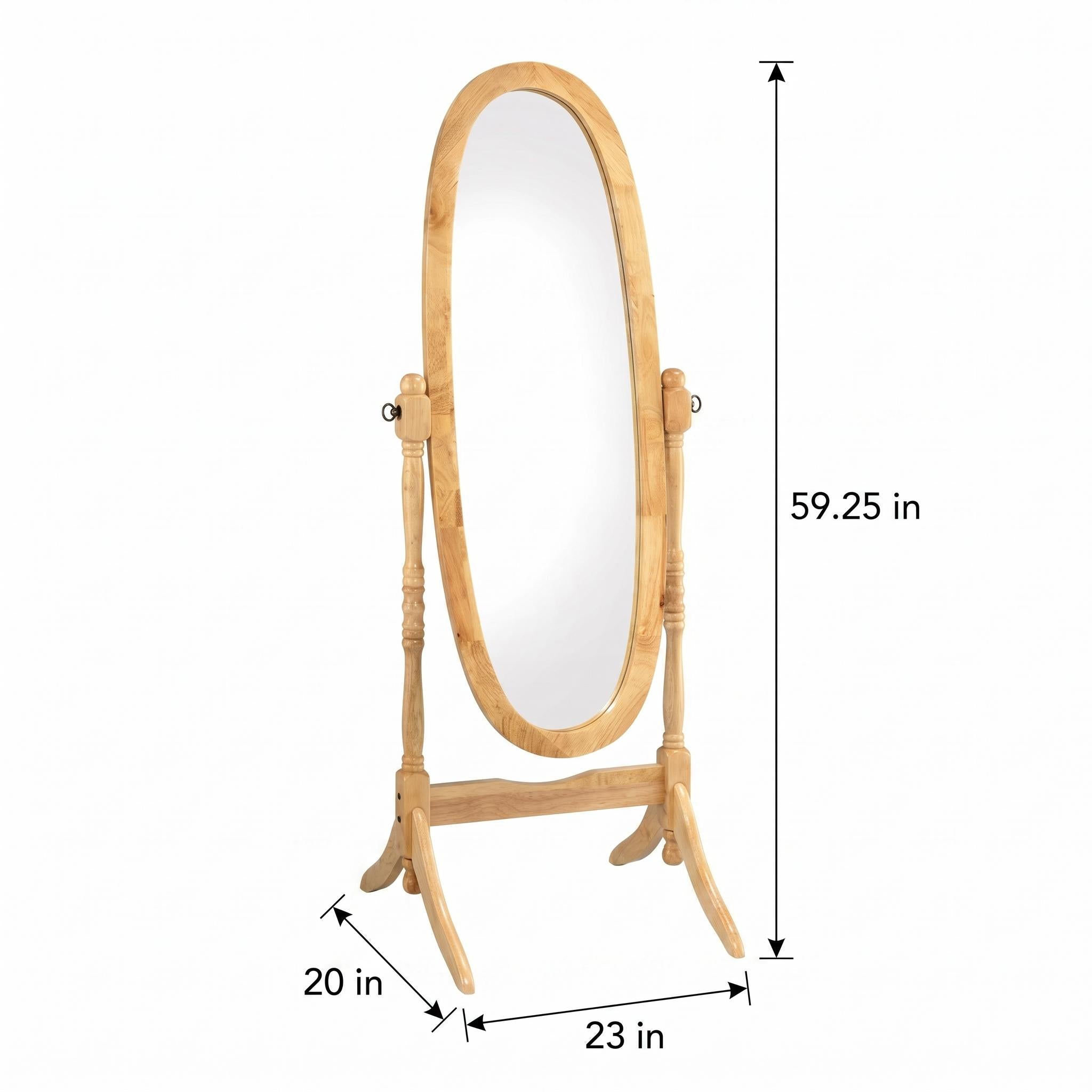 Sylvie 59" Solid Wood Cheval Mirror with Oval Tilting Frame