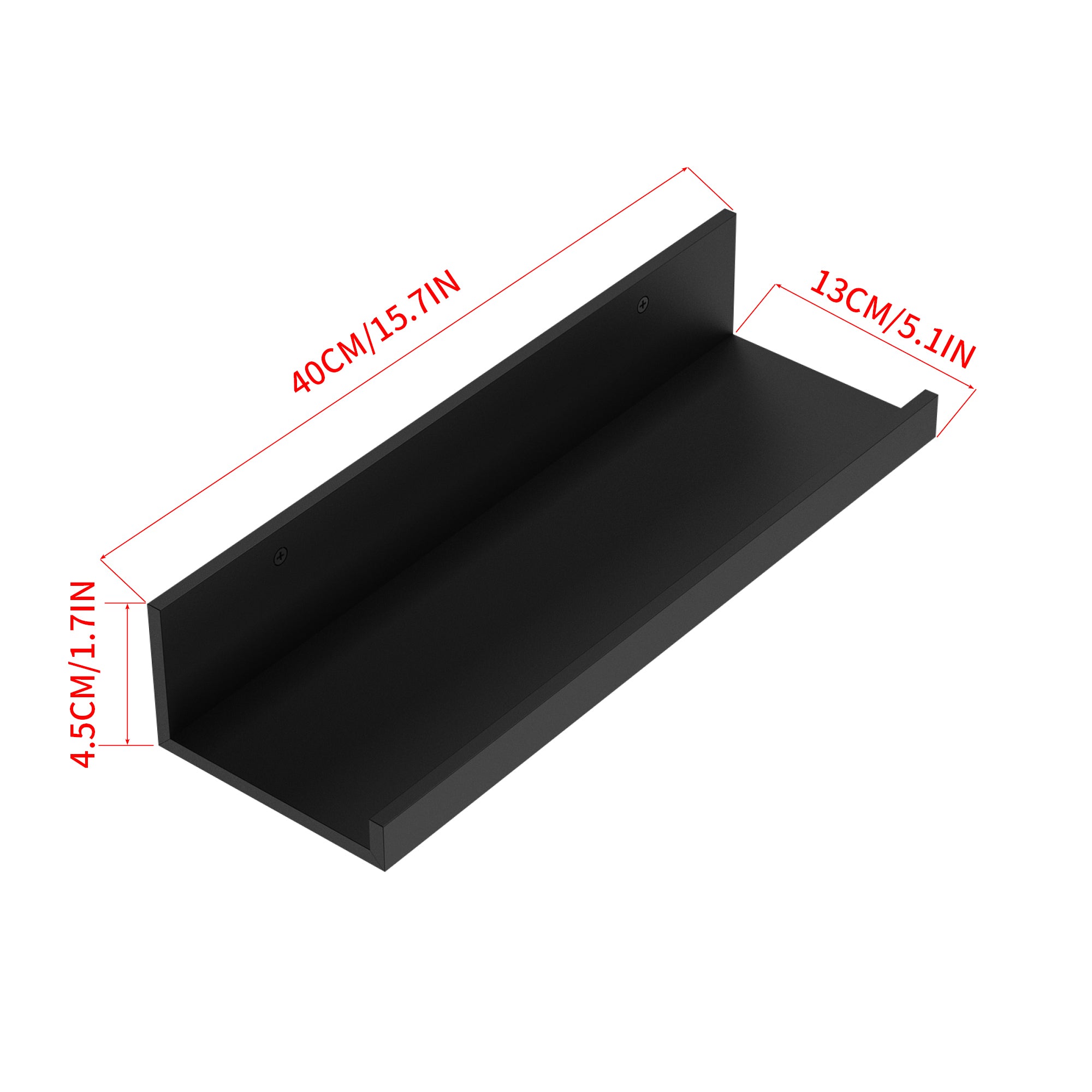 Tabby Floating Shelves, Metal Wall Mounted Ledge, Matte Black, Set of 4 for Living Room Bedroom Bathroom