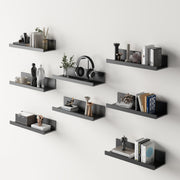 Tabby 16”x5” Floating Shelves, Metal Wall Mounted Ledge, Matte Black for Living Room Bedroom Bathroom