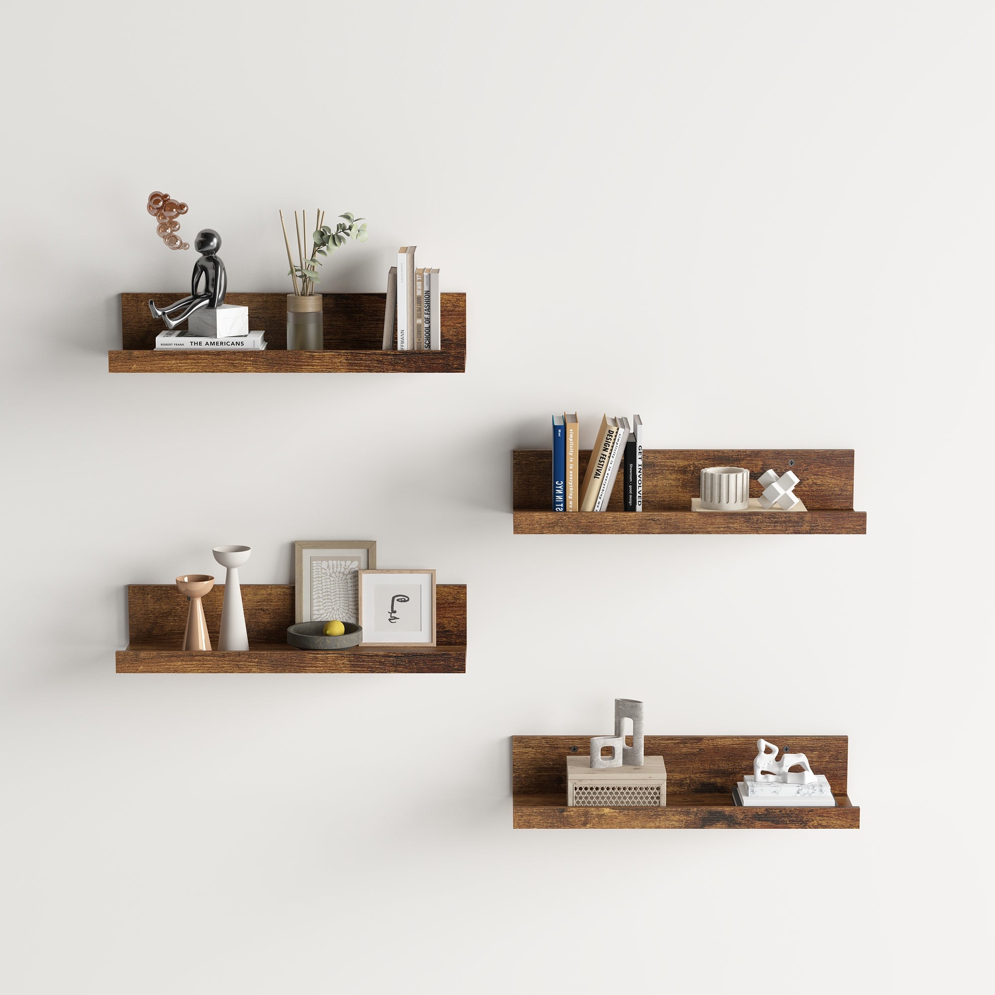 Tabby 16”x5” Floating Shelves, Metal Wall Mounted Ledge, Matte Black for Living Room Bedroom Bathroom