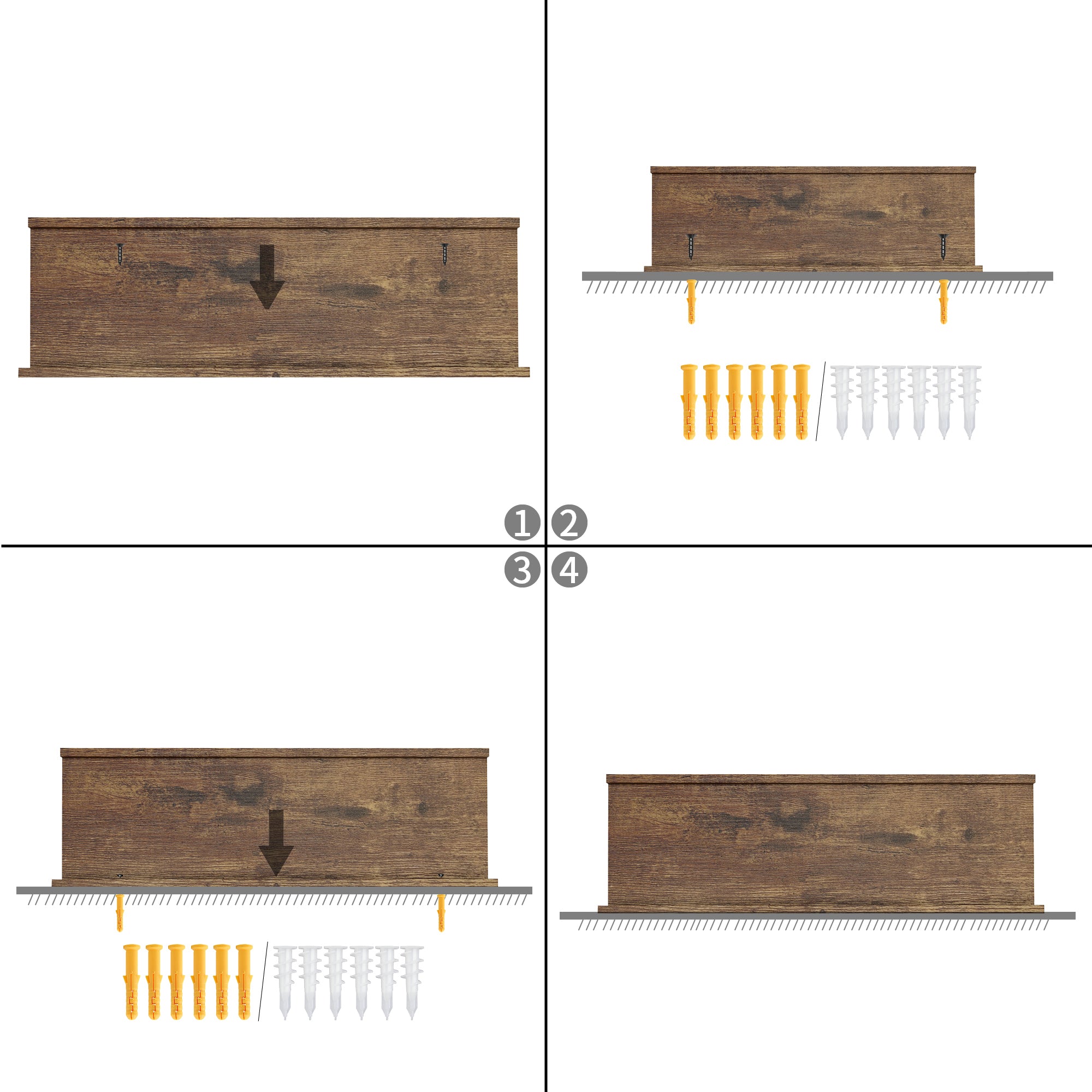Homy Casa Tabby 8PCS 16”x5” Floating Shelves, Metal Wall Mounted Ledge, Matte Brown for Living Room Bedroom Bathroom