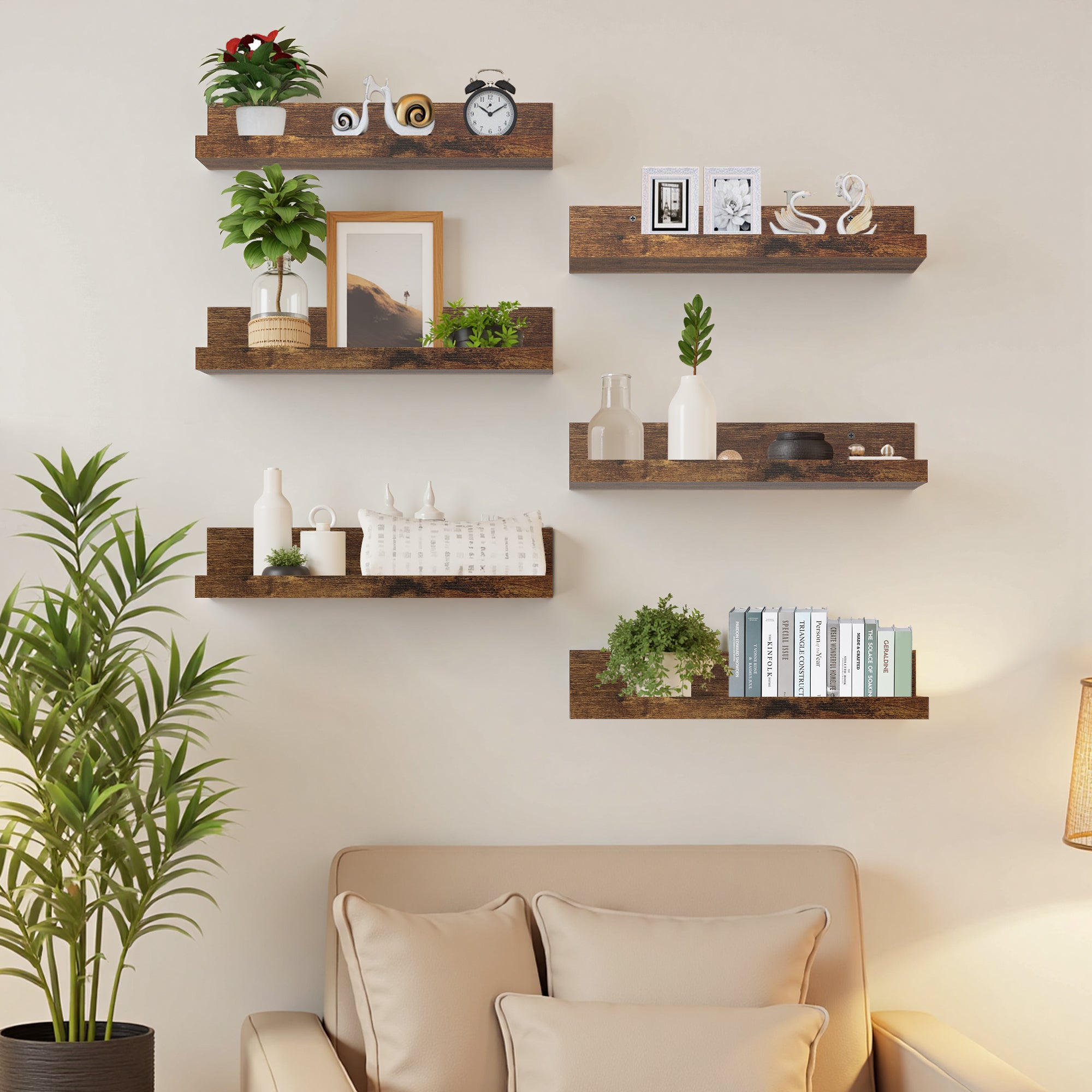 Tabby 16”x5” Floating Shelves, Metal Wall Mounted Ledge, Matte Black for Living Room Bedroom Bathroom