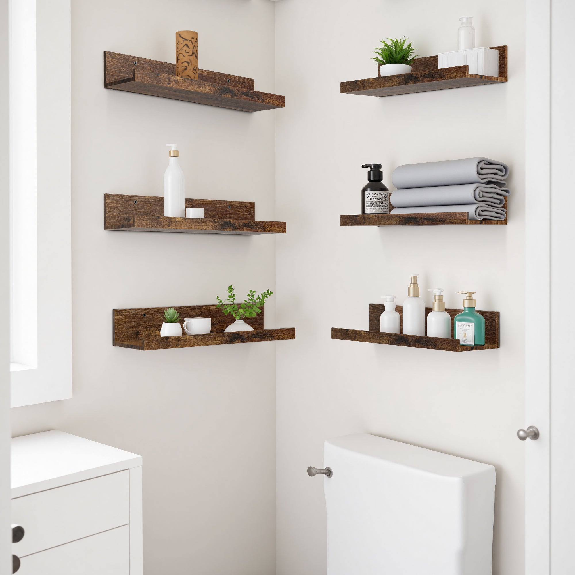Tabby 16”x5” Floating Shelves, Metal Wall Mounted Ledge, Matte Black for Living Room Bedroom Bathroom