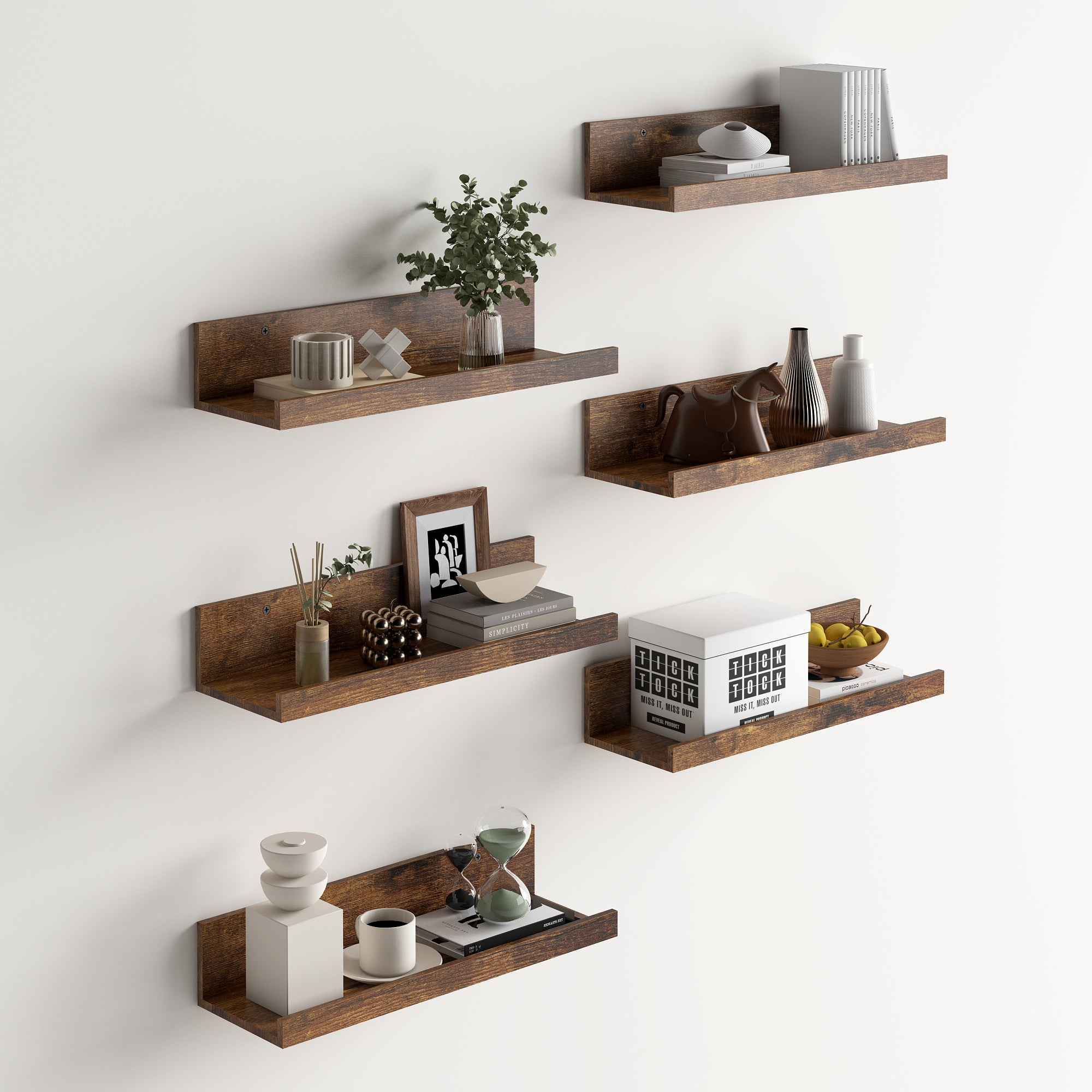Tabby 16”x5” Floating Shelves, Metal Wall Mounted Ledge, Matte Black for Living Room Bedroom Bathroom