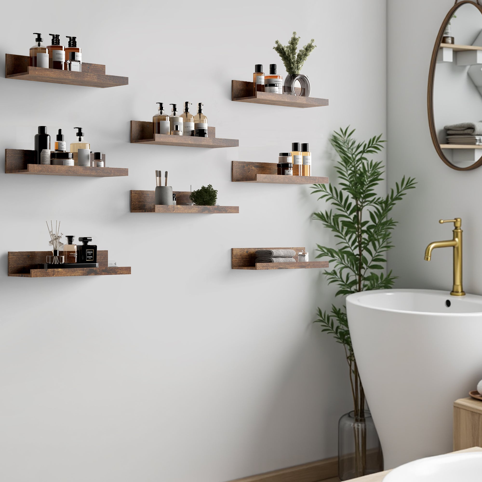 Tabby 16”x5” Floating Shelves, Metal Wall Mounted Ledge, Matte Black for Living Room Bedroom Bathroom