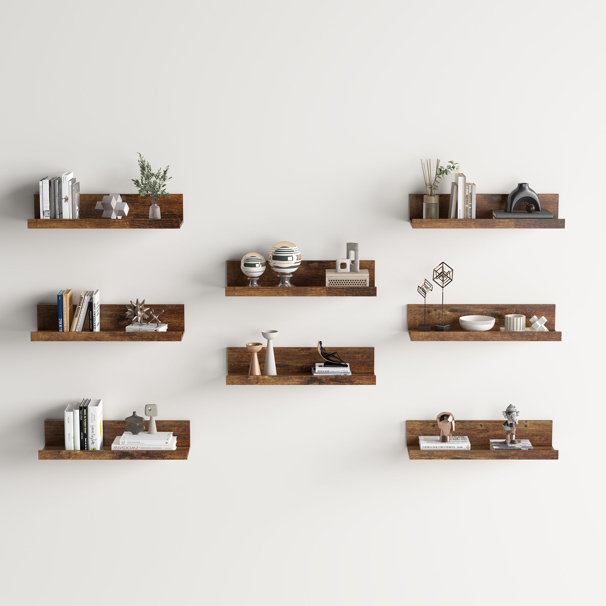 Tabby 16”x5” Floating Shelves, Metal Wall Mounted Ledge, Matte Black for Living Room Bedroom Bathroom