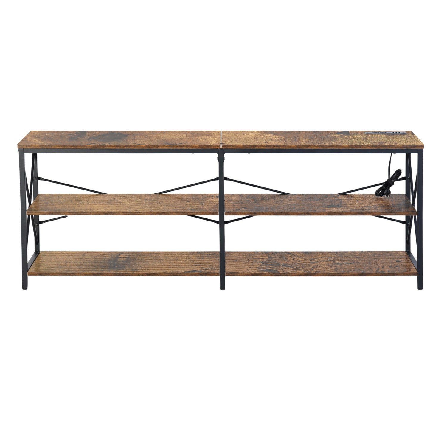 Taryn 3 Tier Metal frame TV Cabinet with LED Lighting-HOMY CASA