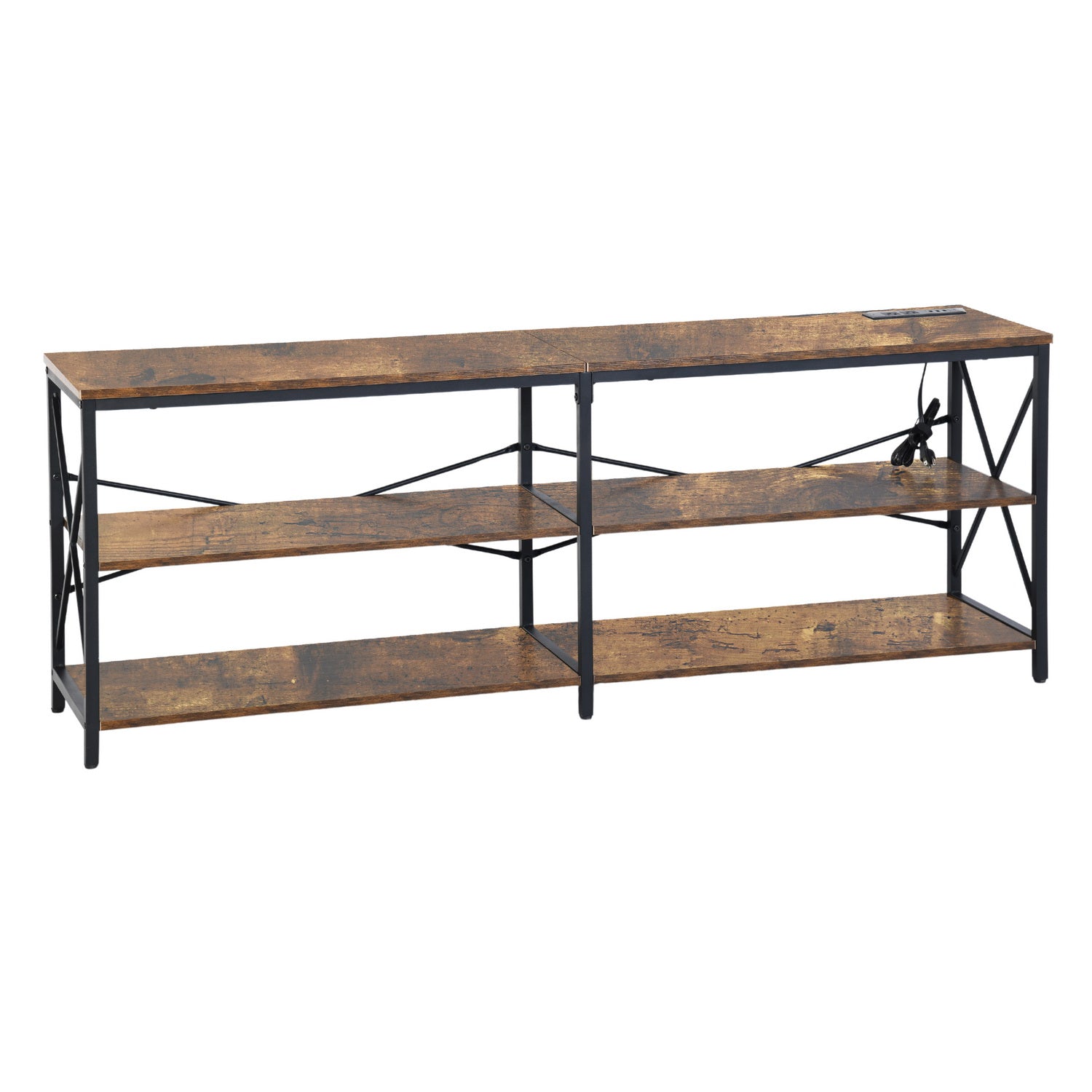 Taryn 3 Tier Metal frame TV Cabinet with LED Lighting-HOMY CASA