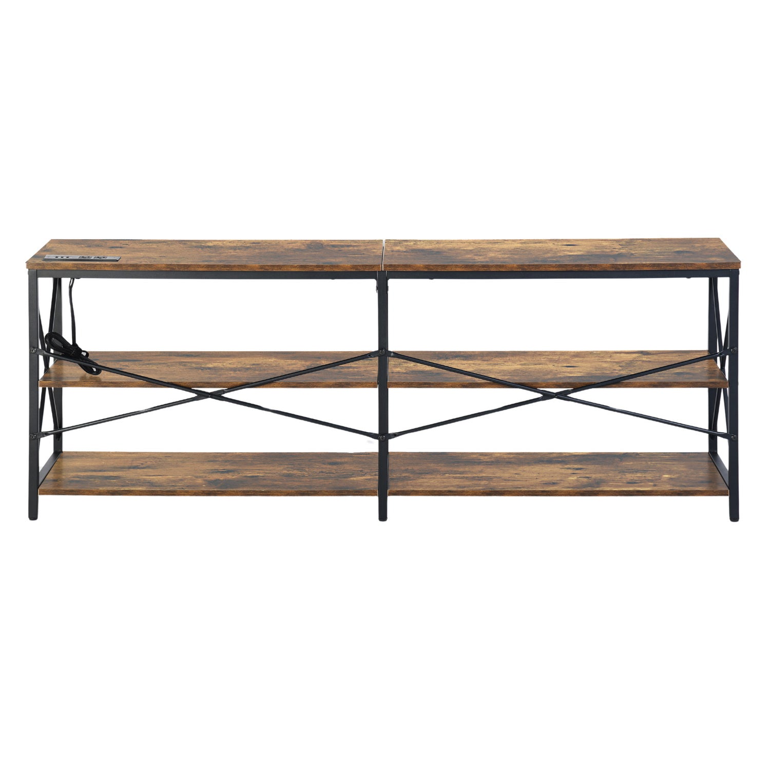 Taryn 3 Tier Metal frame TV Cabinet with LED Lighting-HOMY CASA