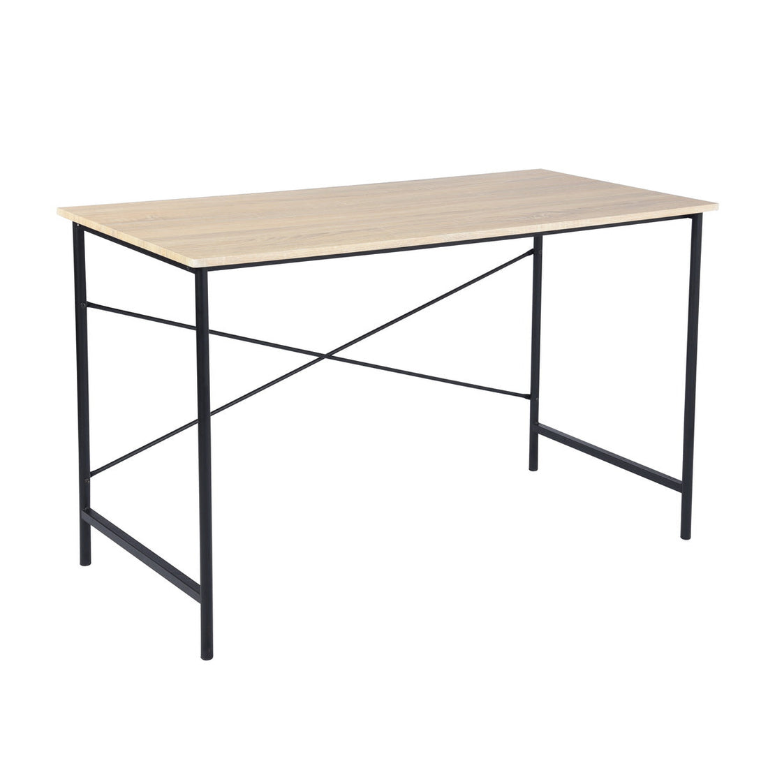 tasman large space working desk - light wood top - black metal legs minimalist design modern style