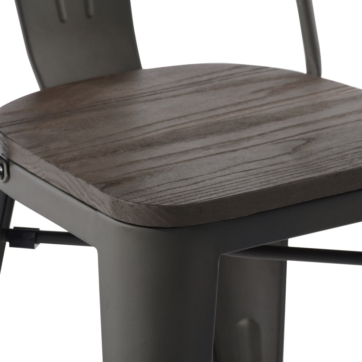 THOCAR 24-Inch Gun Metal Bar Stools, Set of 2 – Industrial Metal Dining Chairs