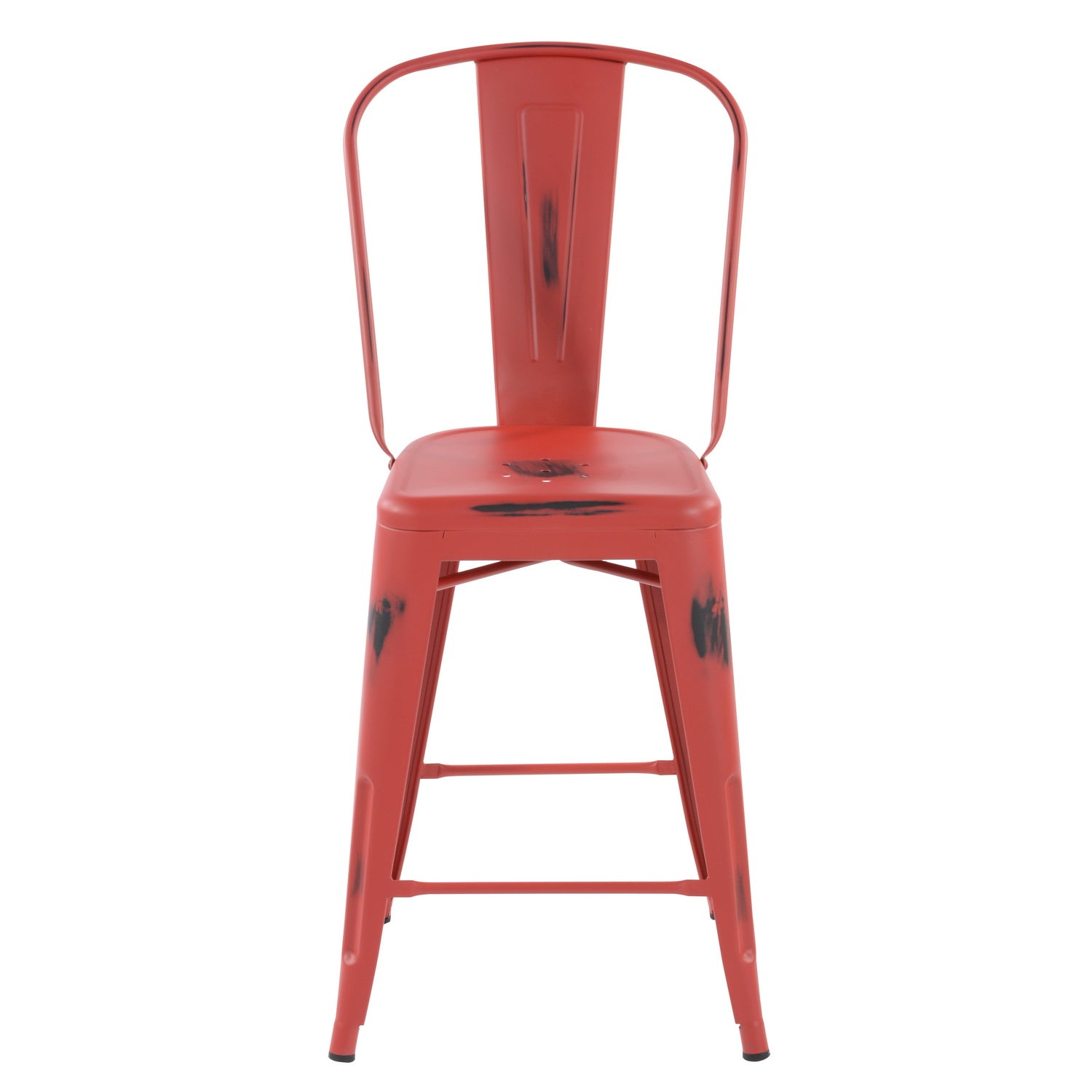 Homy Casa THOCAR 24" Red Metal Bar Stools Set of 2 for Dining and Bar Seating Open Box