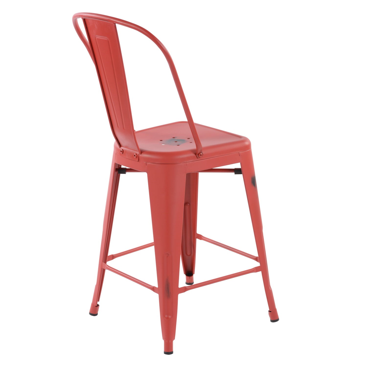 Homy Casa THOCAR 24" Red Metal Bar Stools Set of 2 for Dining and Bar Seating Open Box