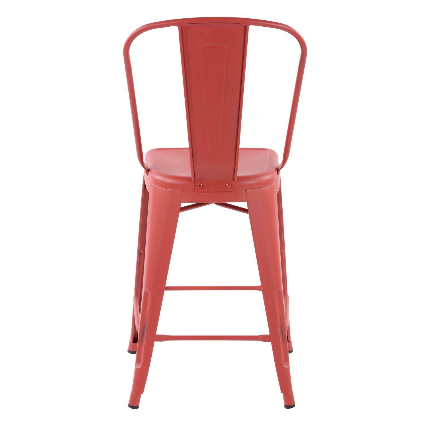Homy Casa THOCAR 24" Red Metal Bar Stools Set of 2 for Dining and Bar Seating Open Box