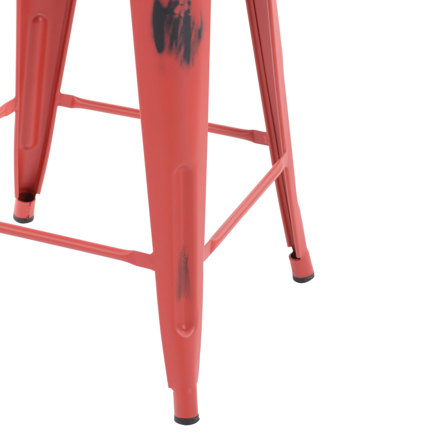 Homy Casa THOCAR 24" Red Metal Bar Stools Set of 2 for Dining and Bar Seating Open Box