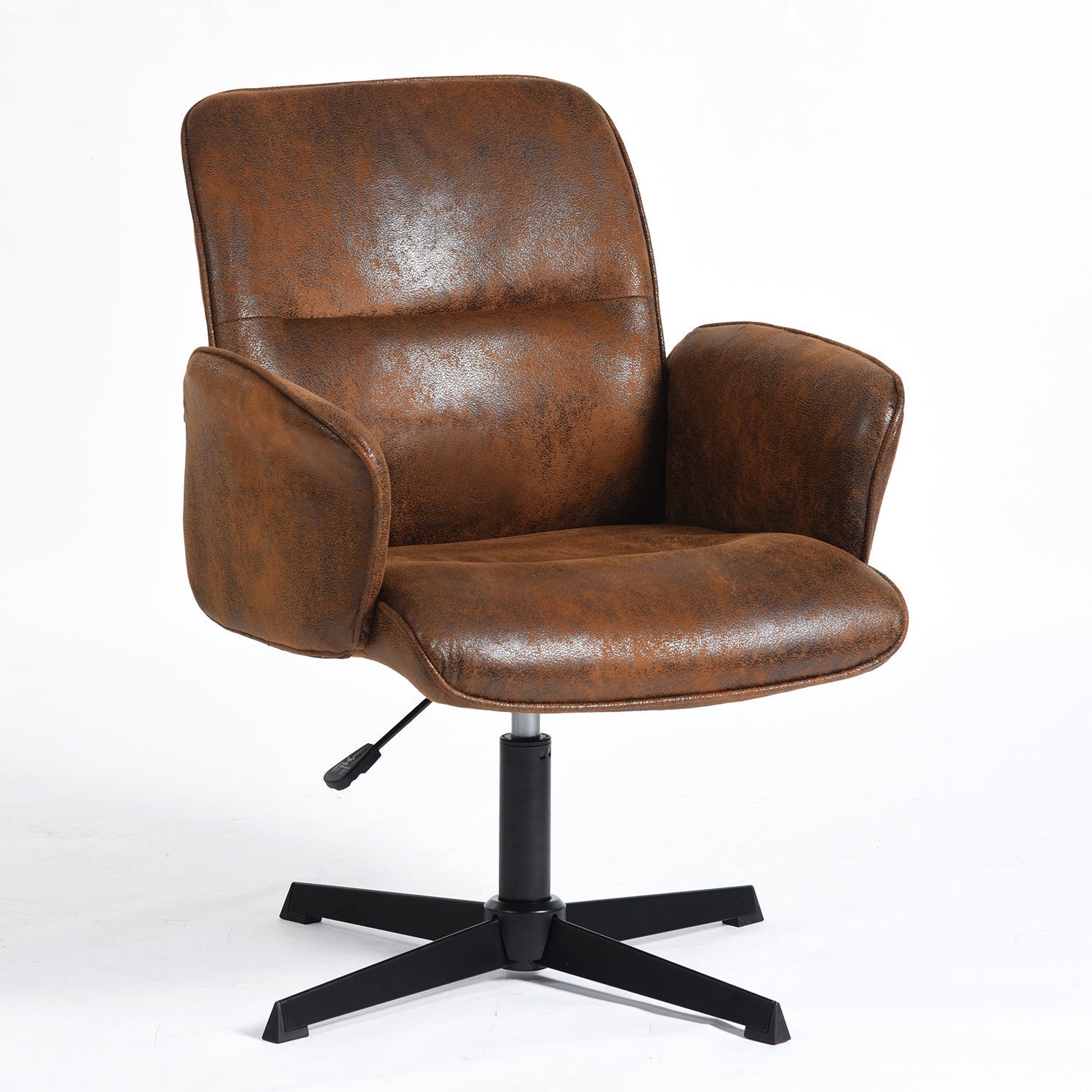 Thomasina Adjustable Office Chair in Beige & Suede Brown