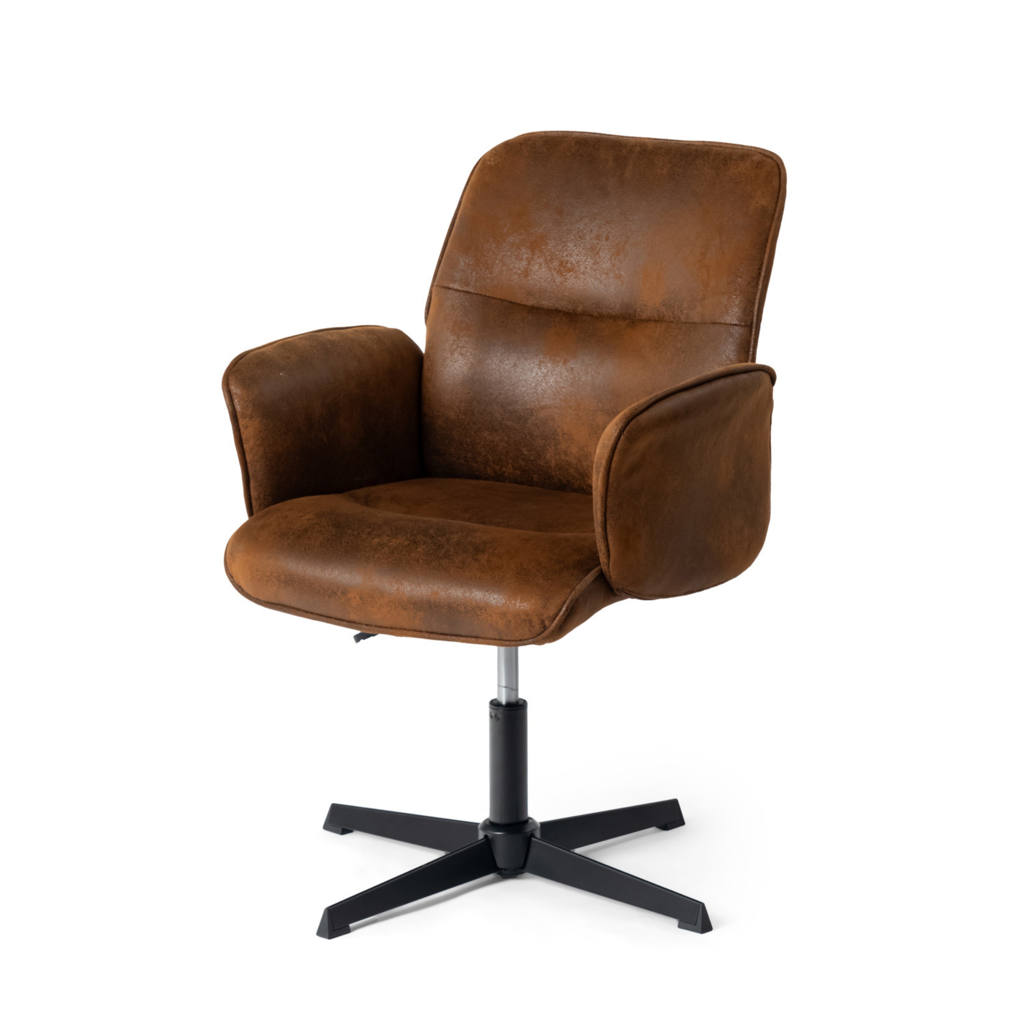 Homy Casa Thomasina Adjustable Office Chair in Suede Brown