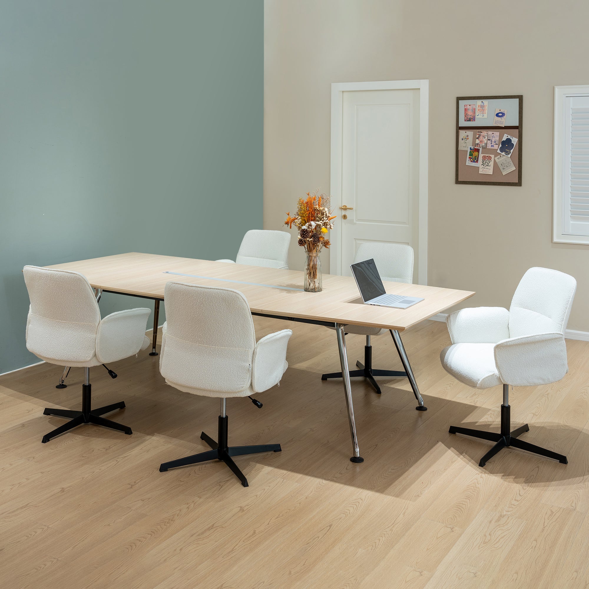 Homy Casa Thomasina Adjustable Office Chair in Beige