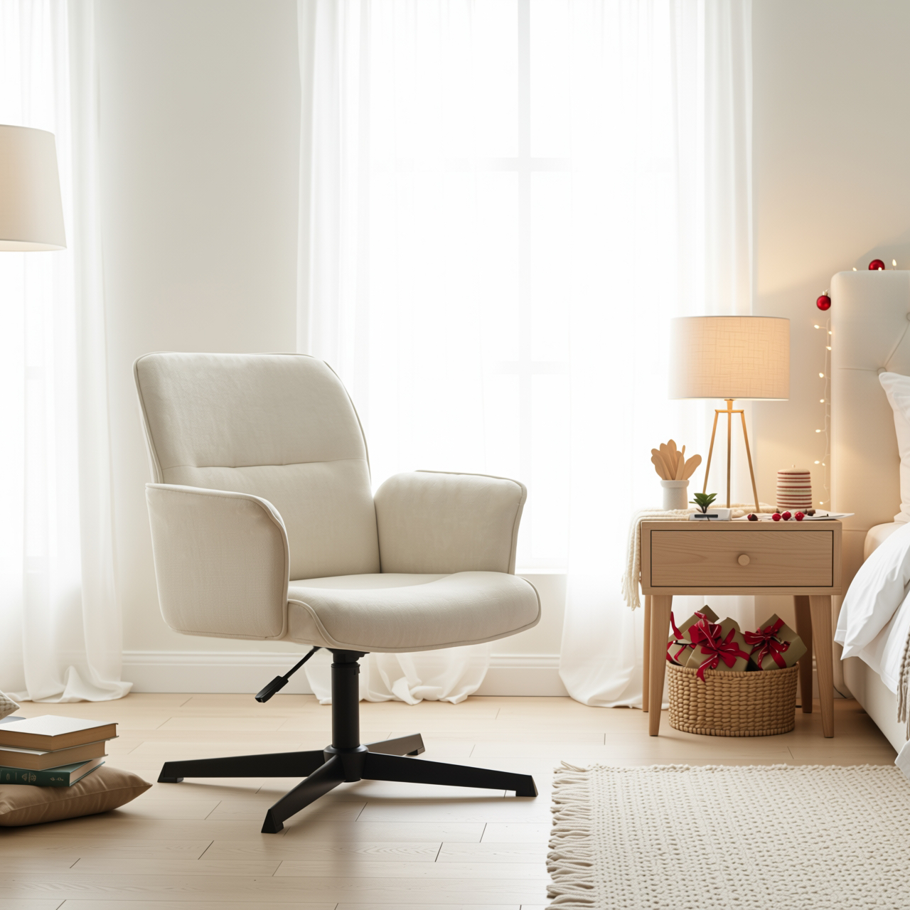 Thomasina Adjustable Office Chair in Beige