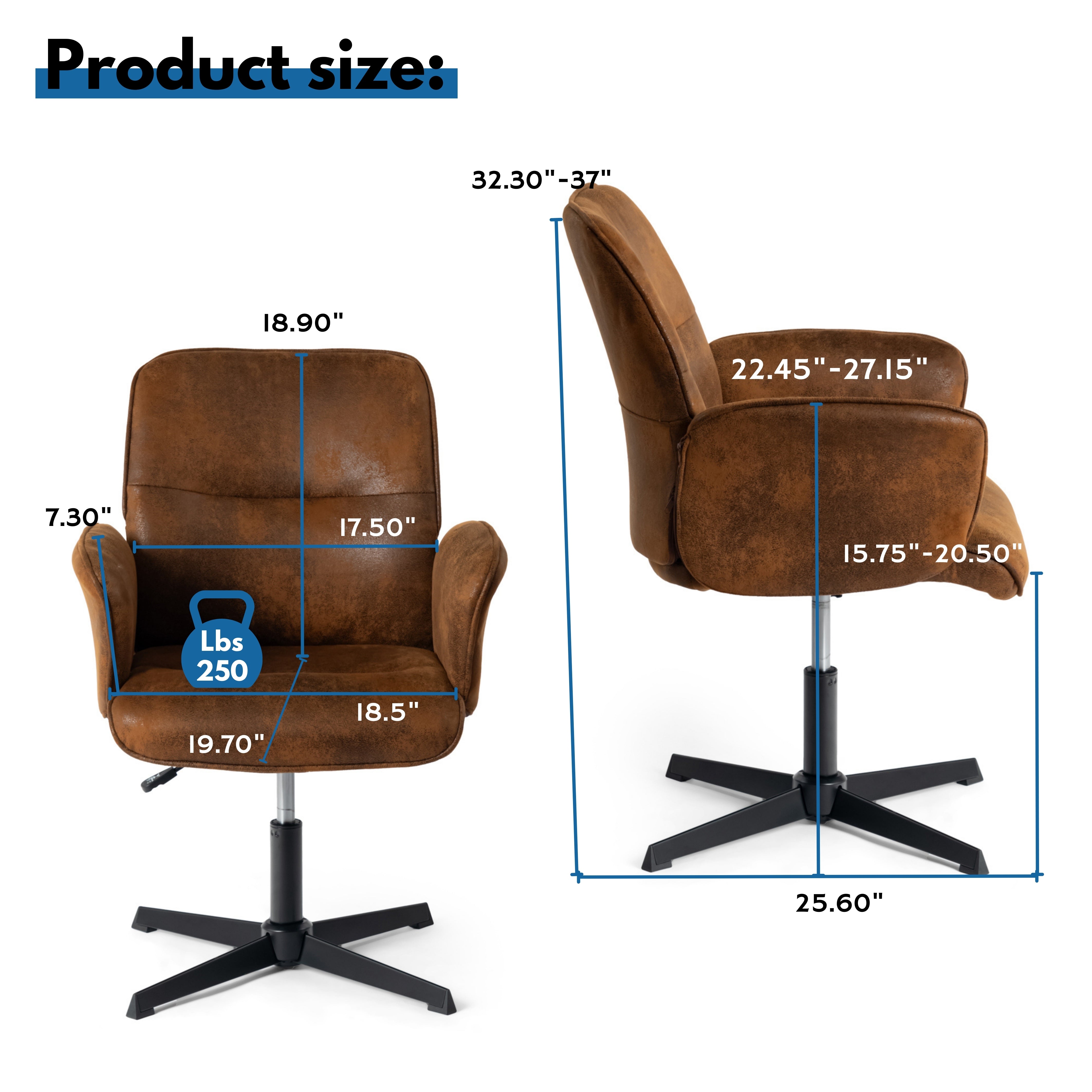 Homy Casa THOMASINA RELAX SUEDE BROWN Office Chair for Home and Workspace Open Box
