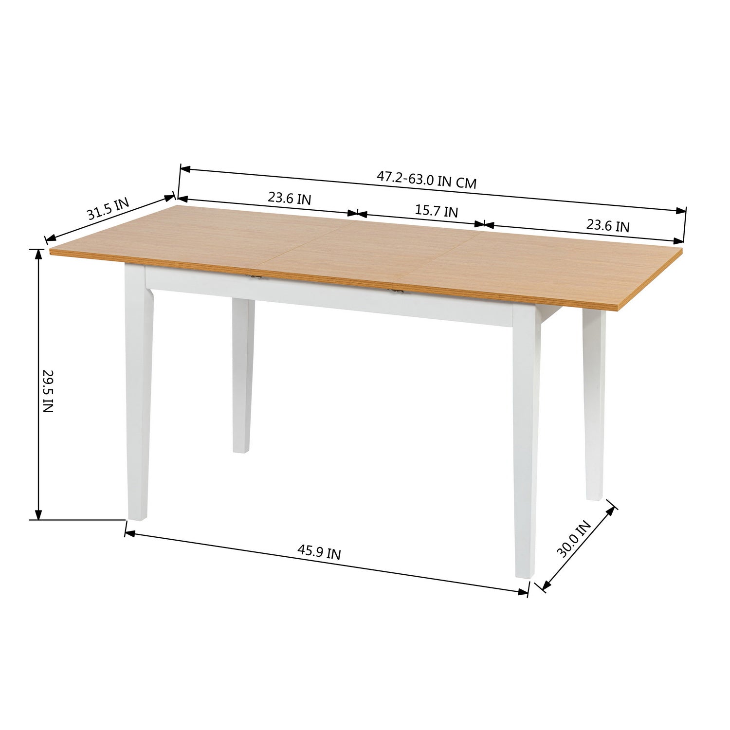 Homy Casa THOMMY 31.5"-47.2" Extendable Dining Table Open Box