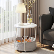 White modern end table with a sleek design, perfect for small spaces and contemporary interiors.