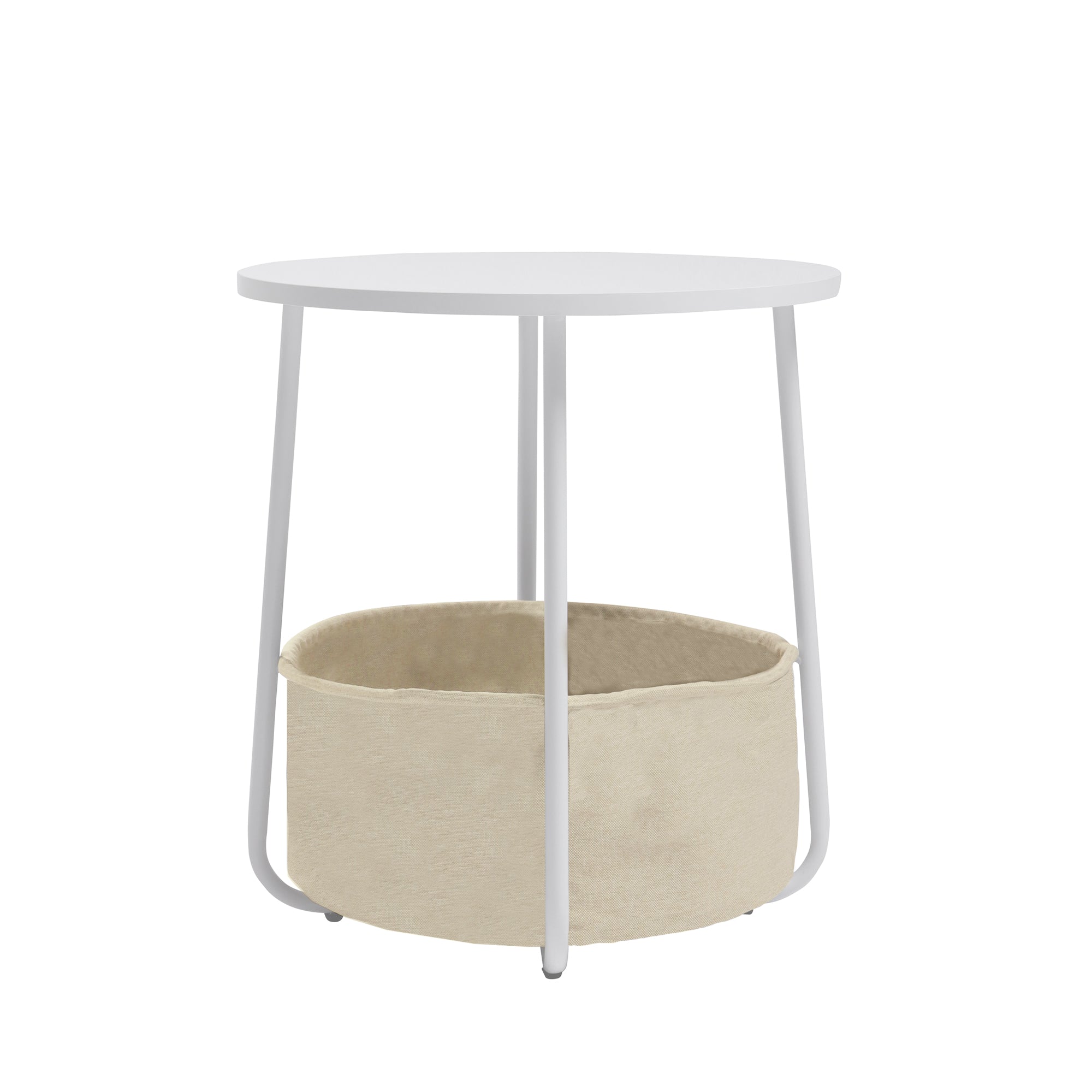 Tilla 17.7" Round End Table with Fabric Storage Basket