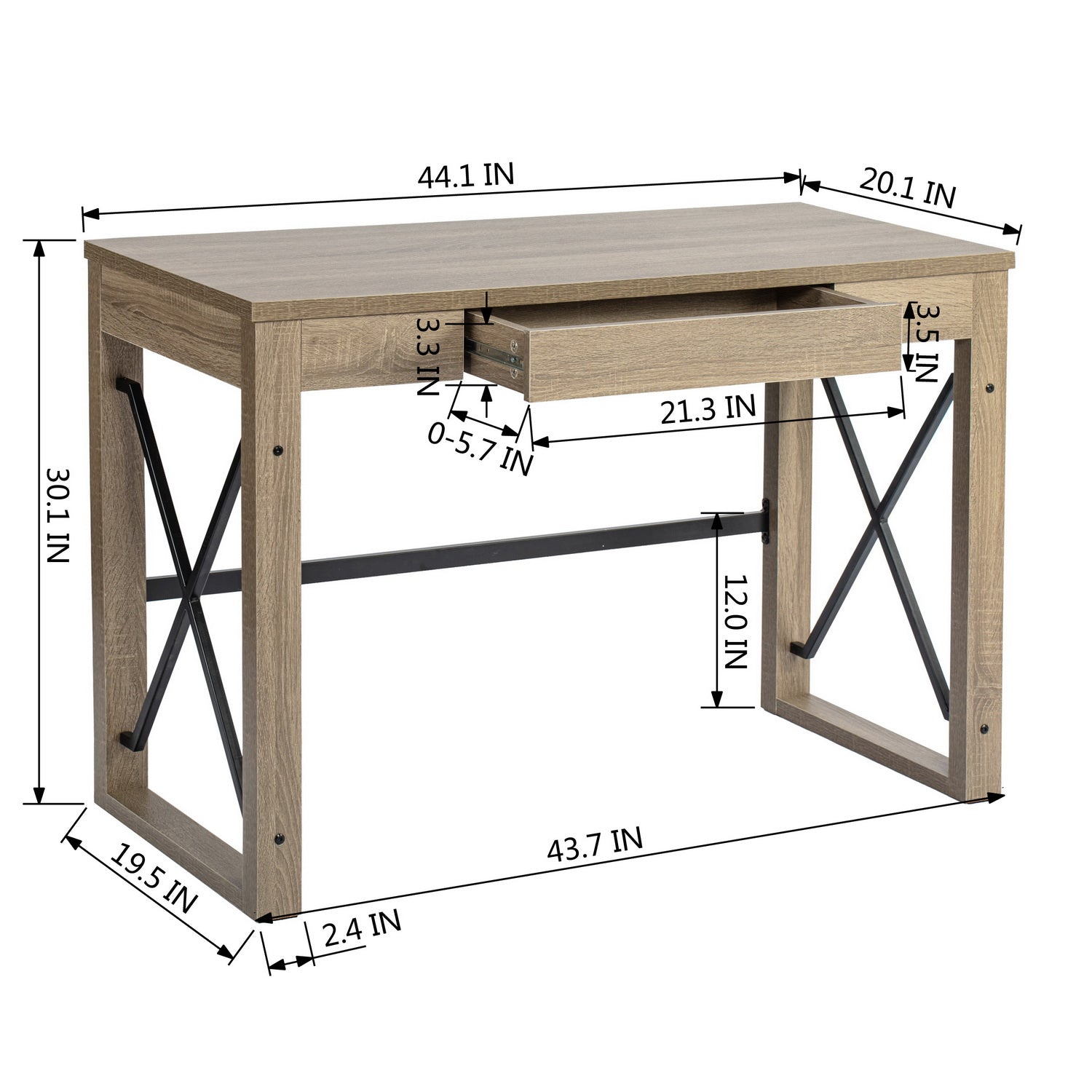Homy Casa TULIPS A 44“ Computer Desk Modern Office Workspace Table Open Box