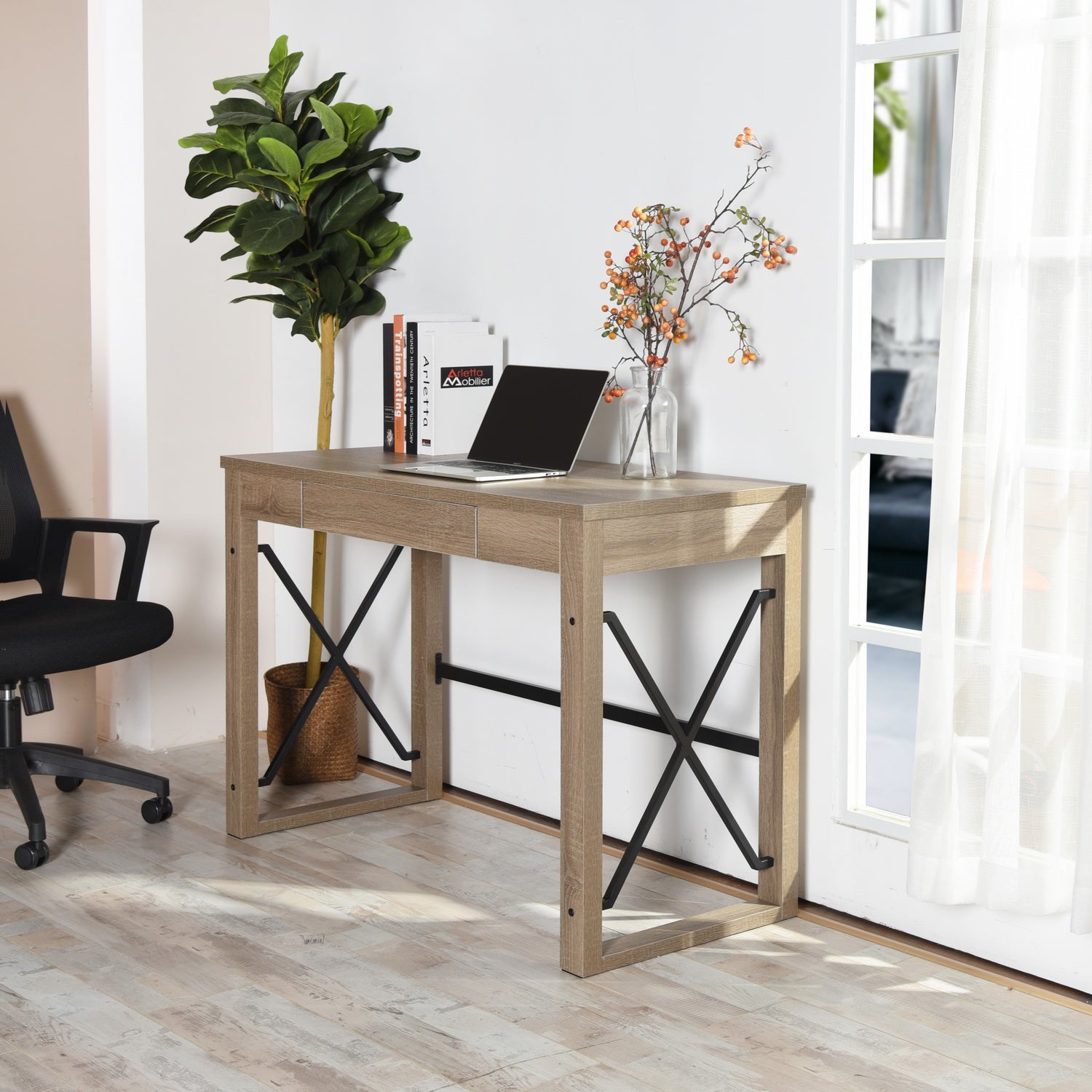 Homy Casa TULIPS A 44“ Computer Desk Modern Office Workspace Table Open Box