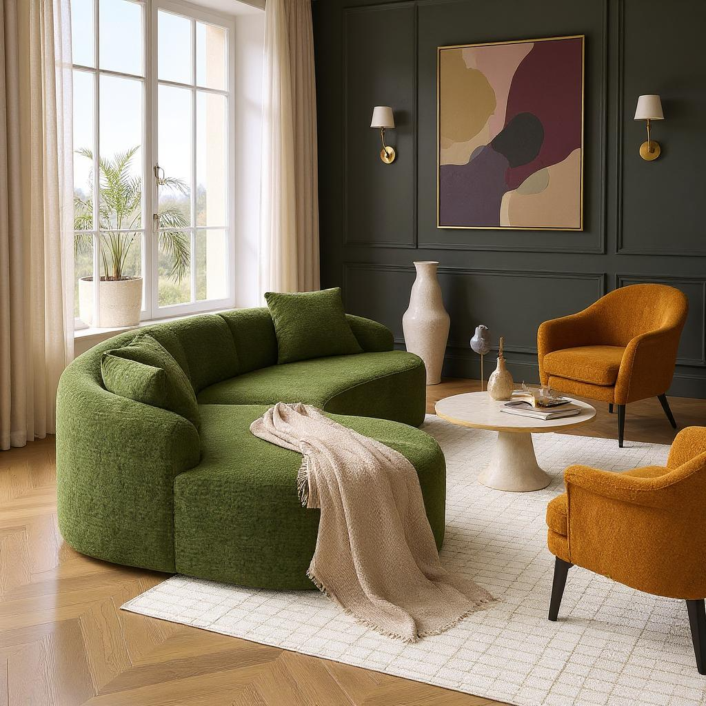 Tacoma L-Shape Sectional Sofa with Curved Chaise