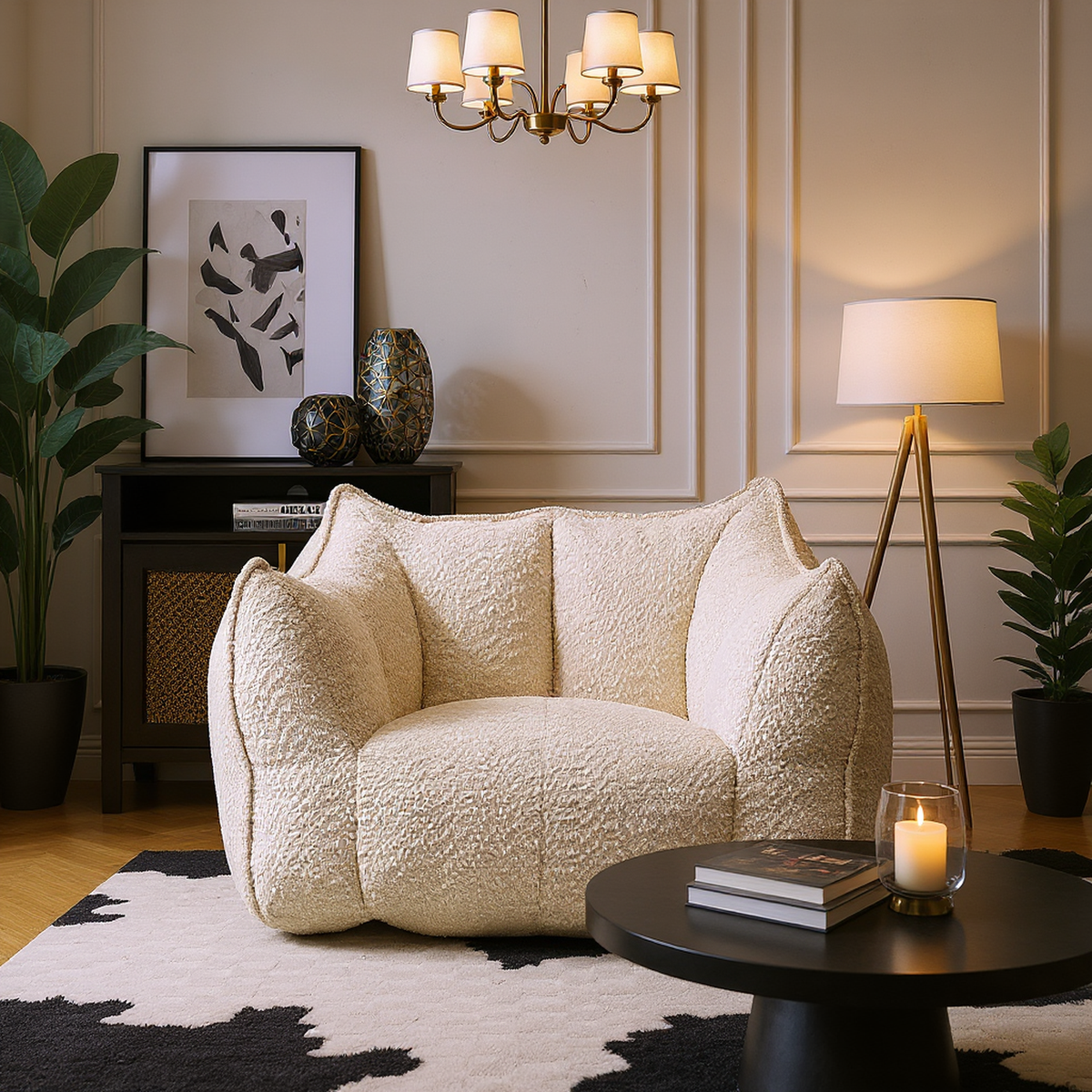 Tahoe Oversized Chenille Sofa Chair Bean Bag Chair