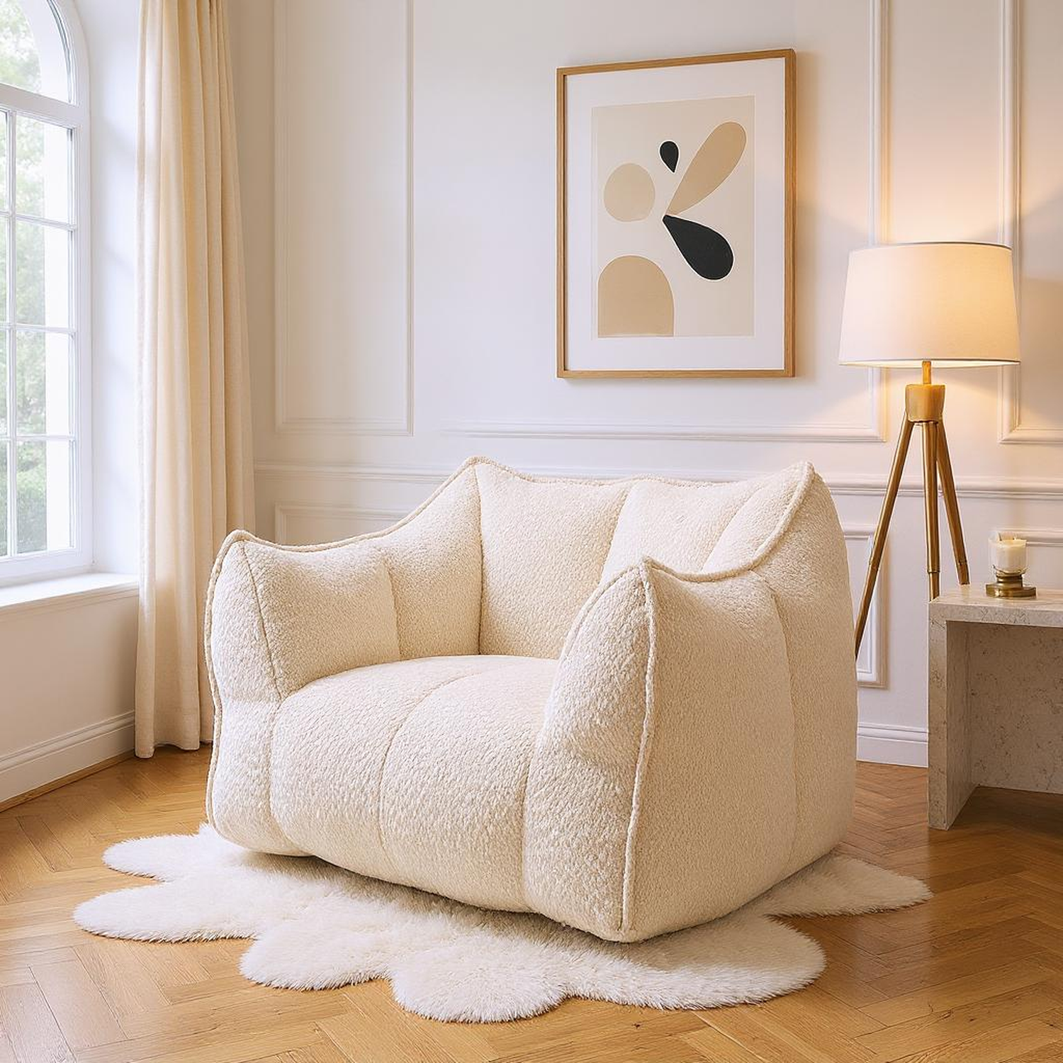 Tahoe Oversized Chenille Sofa Chair Bean Bag Chair