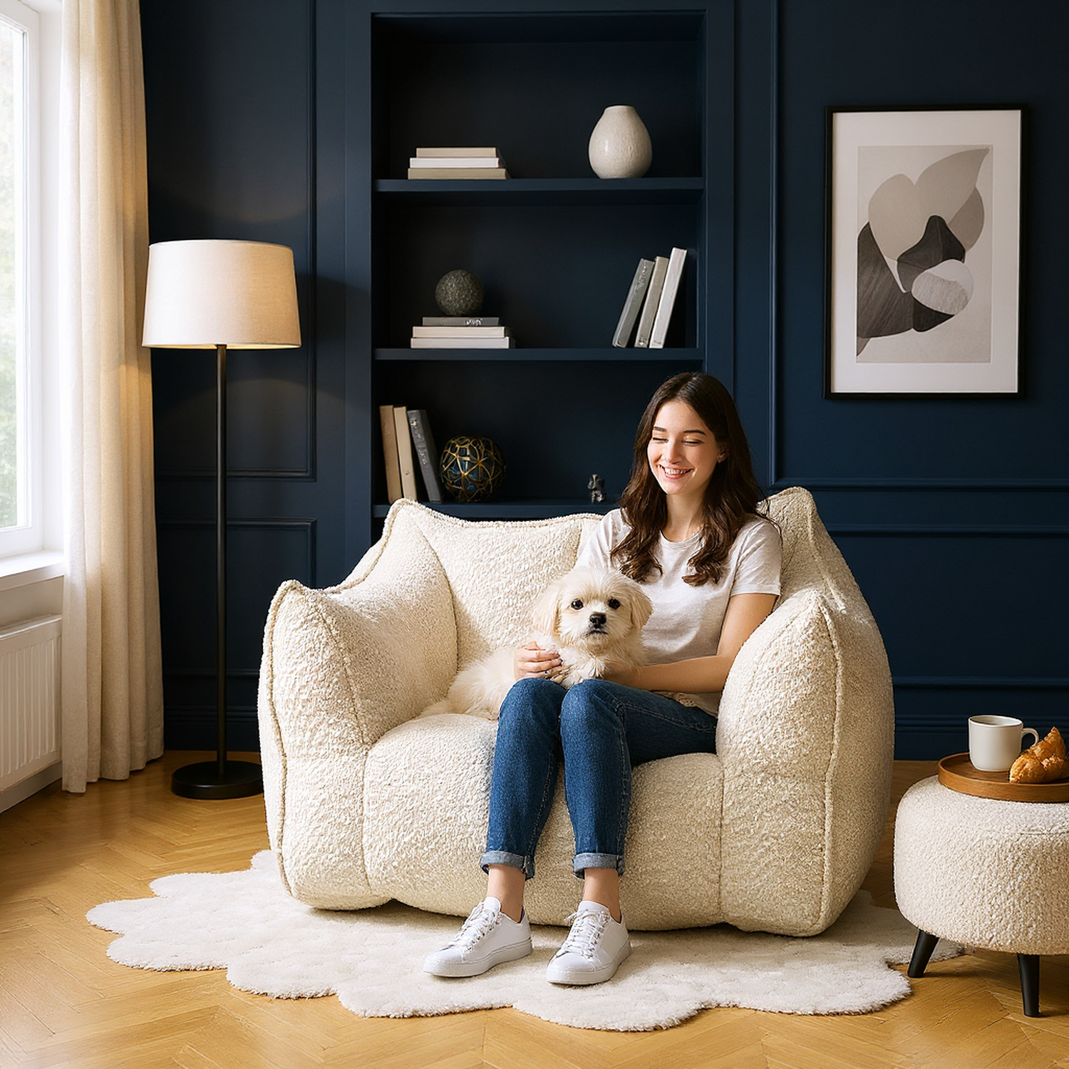Tahoe Oversized Chenille Sofa Chair Bean Bag Chair