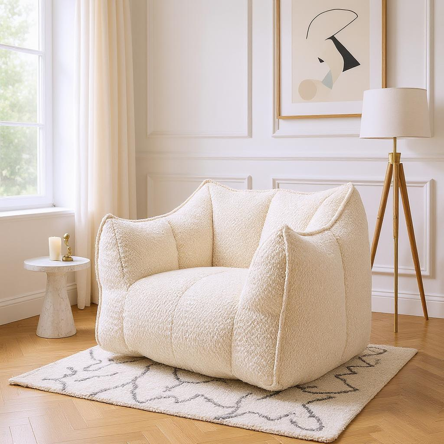 Tahoe Oversized Chenille Sofa Chair Bean Bag Chair