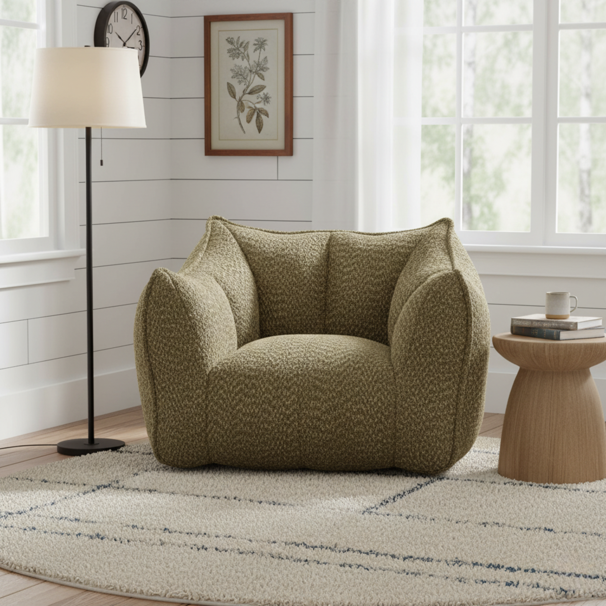 Tahoe Oversized Chenille Sofa Chair Bean Bag Chair