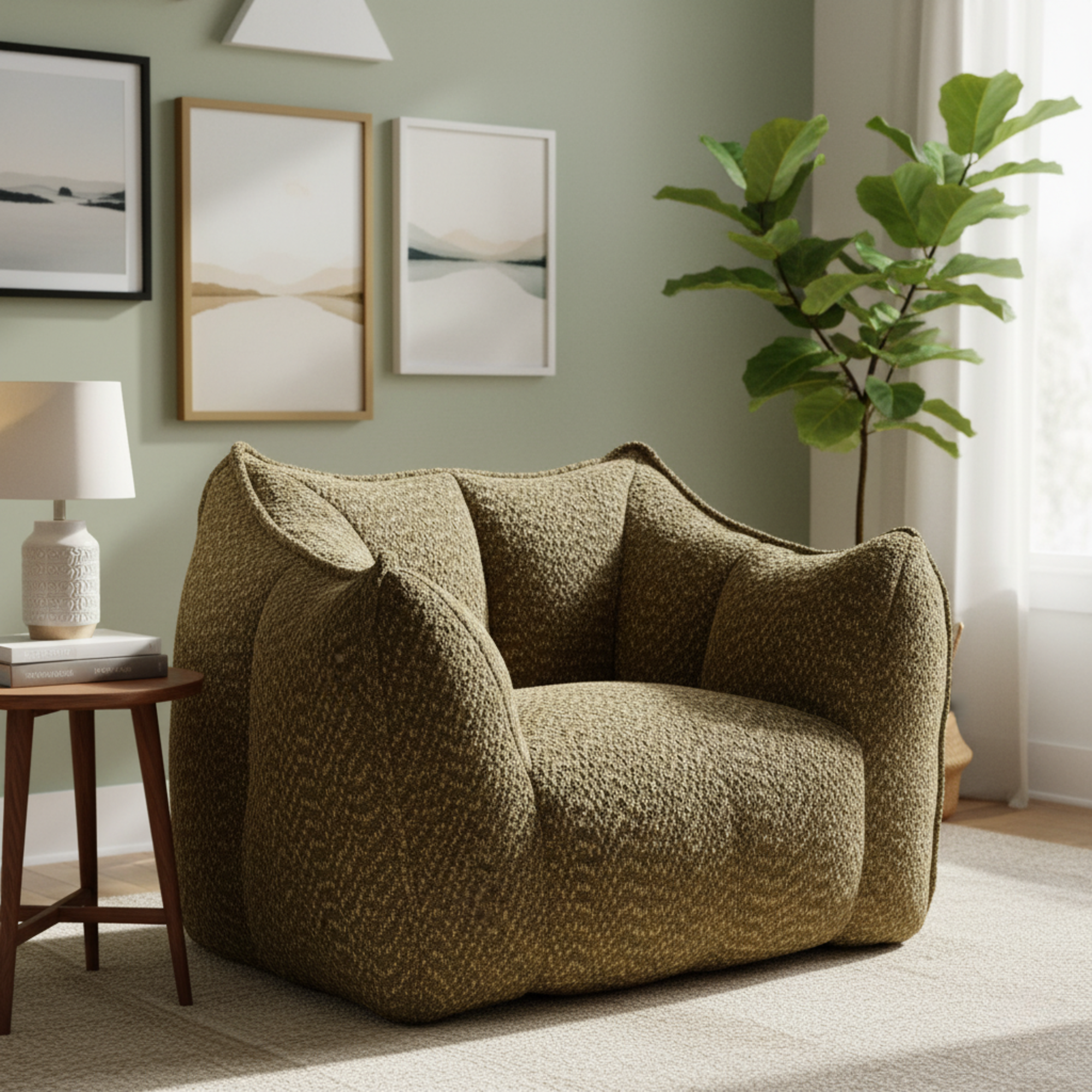 Tahoe Oversized Chenille Sofa Chair Bean Bag Chair